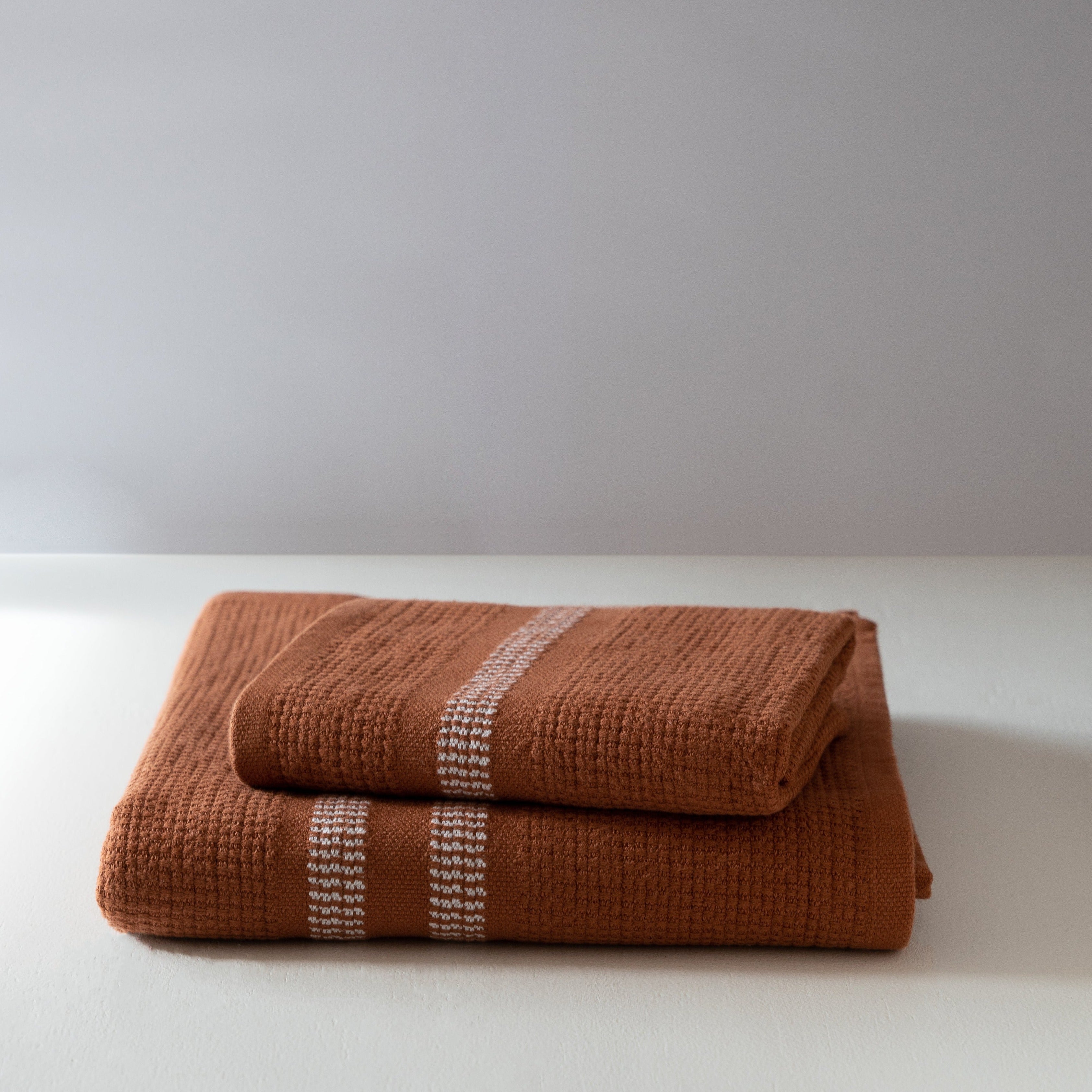 Organic Block Rib Bath Towel - Russet 3