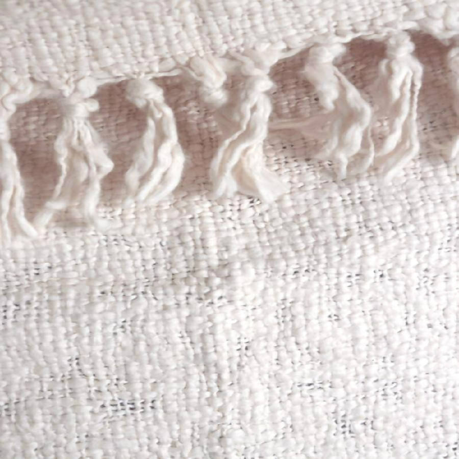 Textured Oxford Throw Blanket Cream 3