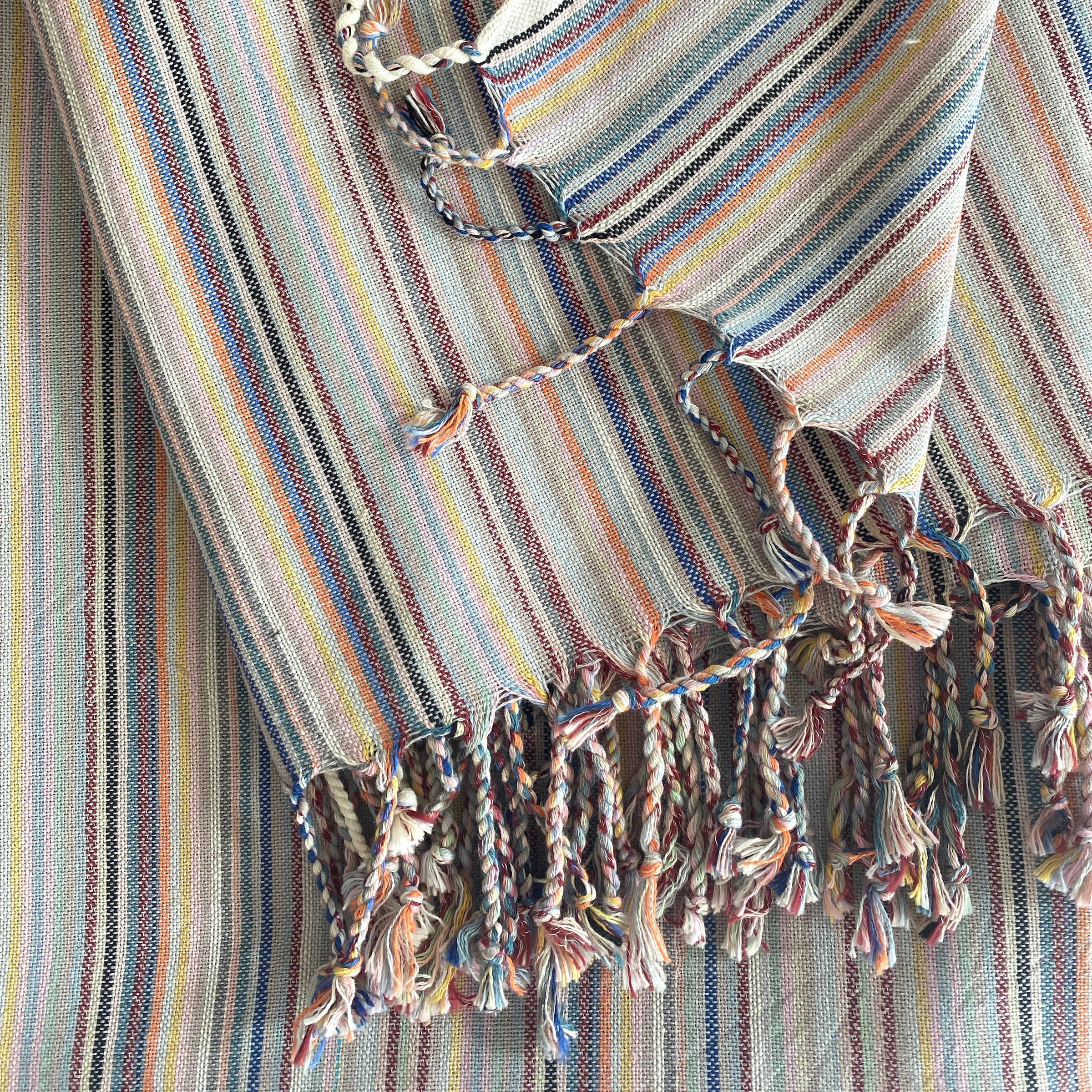 Casablanca Sustainable Striped Turkish Towel / Blanket Beige 3