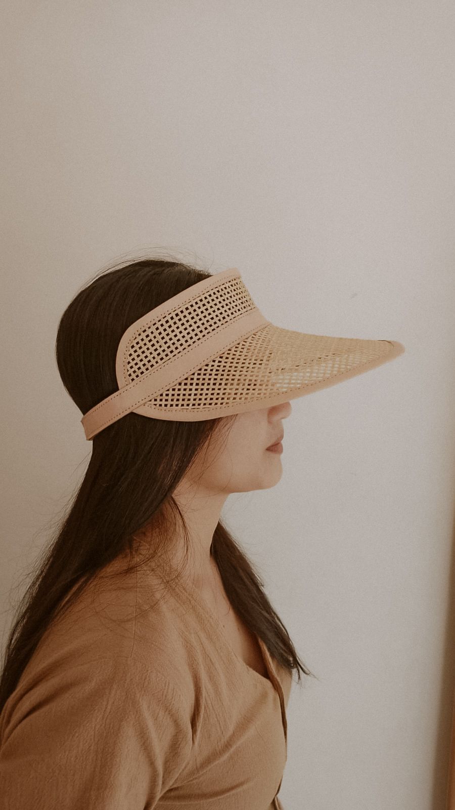 Sumi Leather and Cane Rattan Visor 3