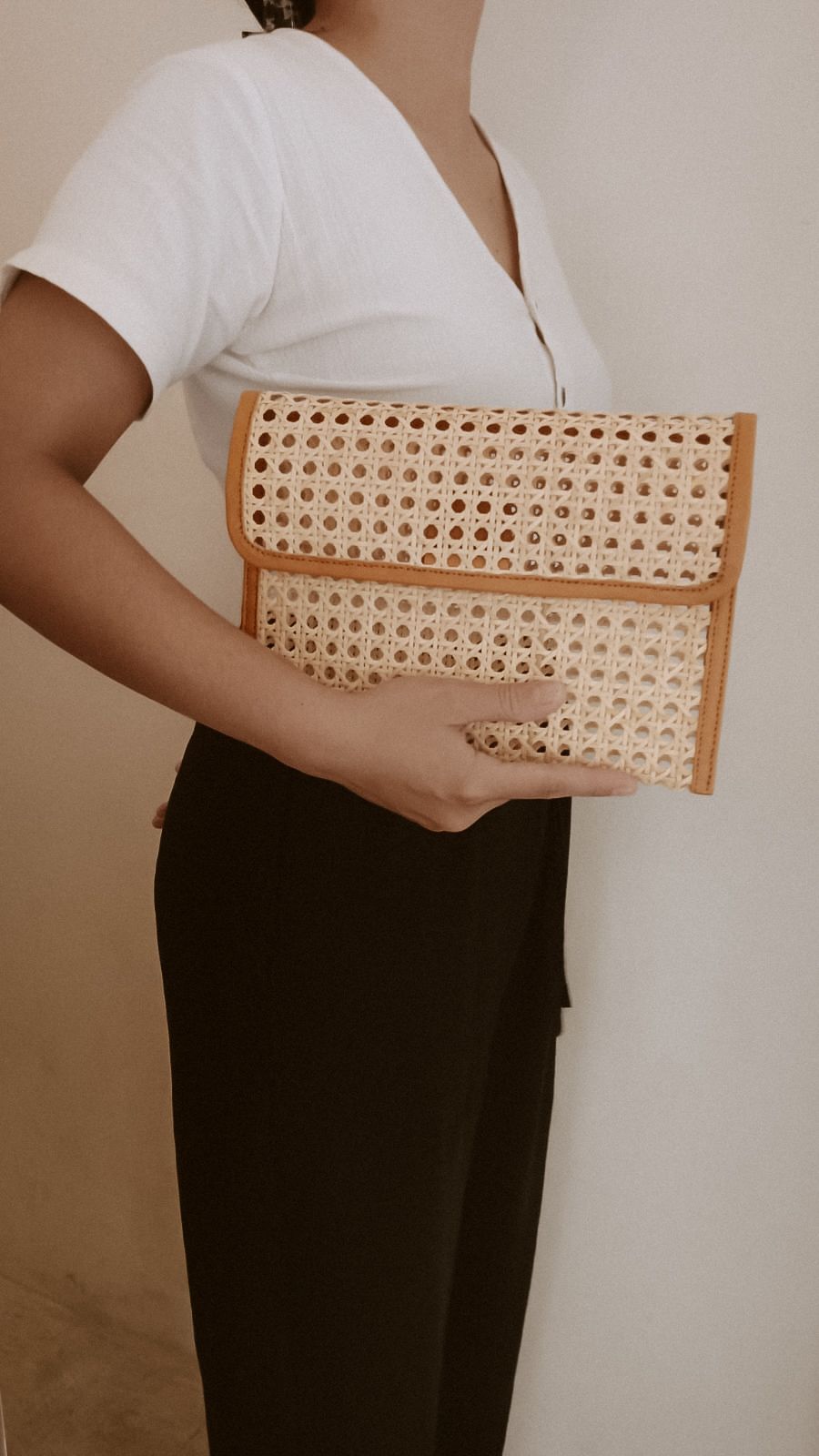 Eva Leather and Rattan Clutch 3