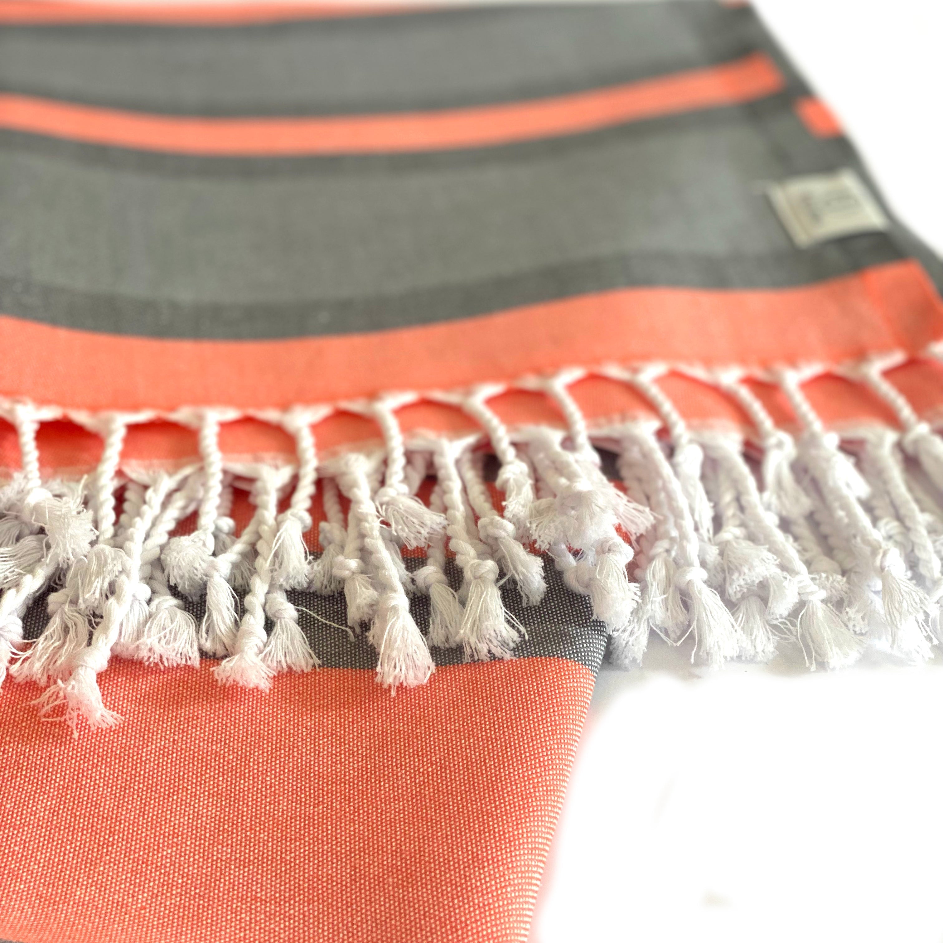 Samara Gray - Orange Turkish Towel 3