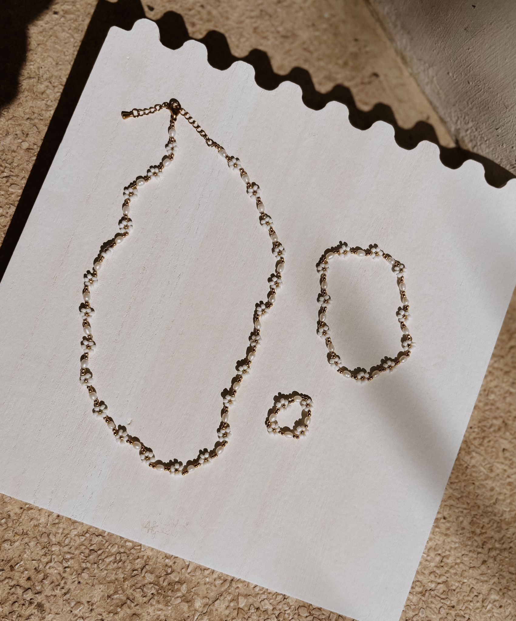 Freshwater Pearl and Flower Beaded Jewelry Set 3