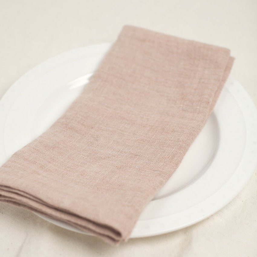 Stone Washed Linen Napkins, Blush - set of 4 3