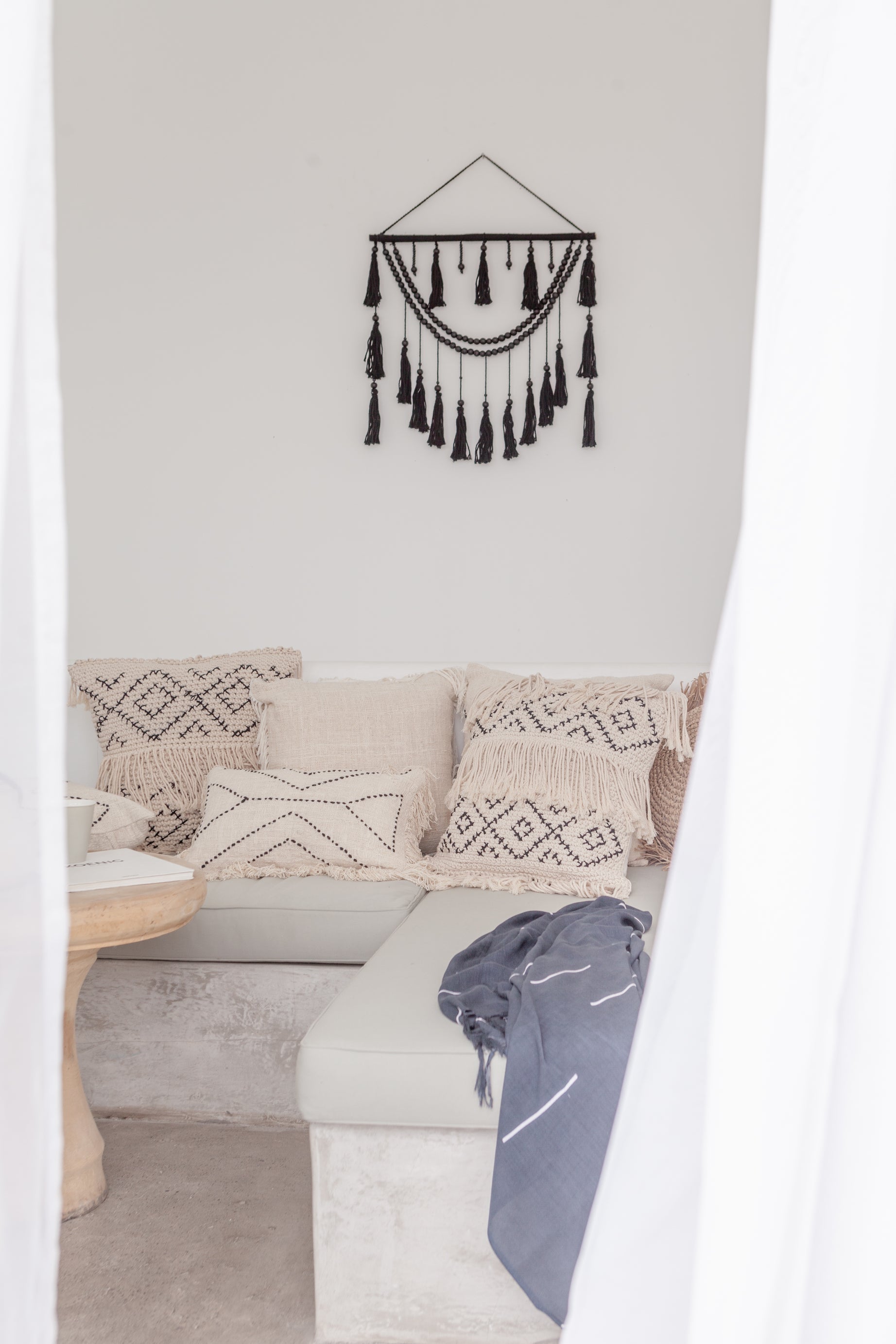 Bohemian Tasseled Macrame Throw Pillow 4