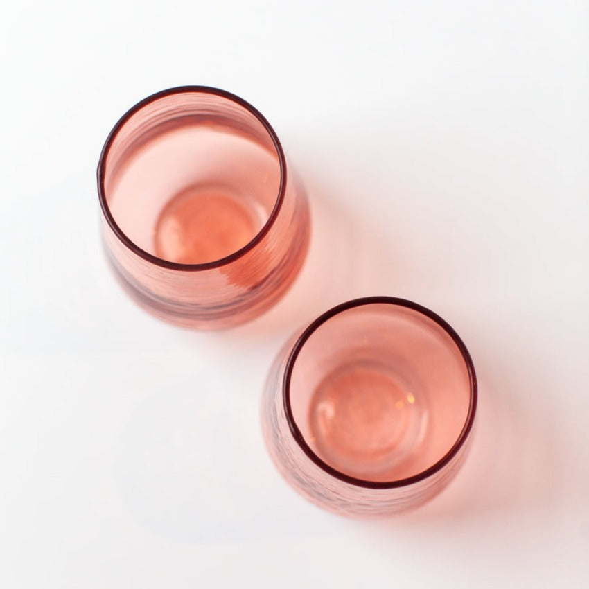 Handblown Hammered Glass Water Tumbler, Blush - set of 4 4