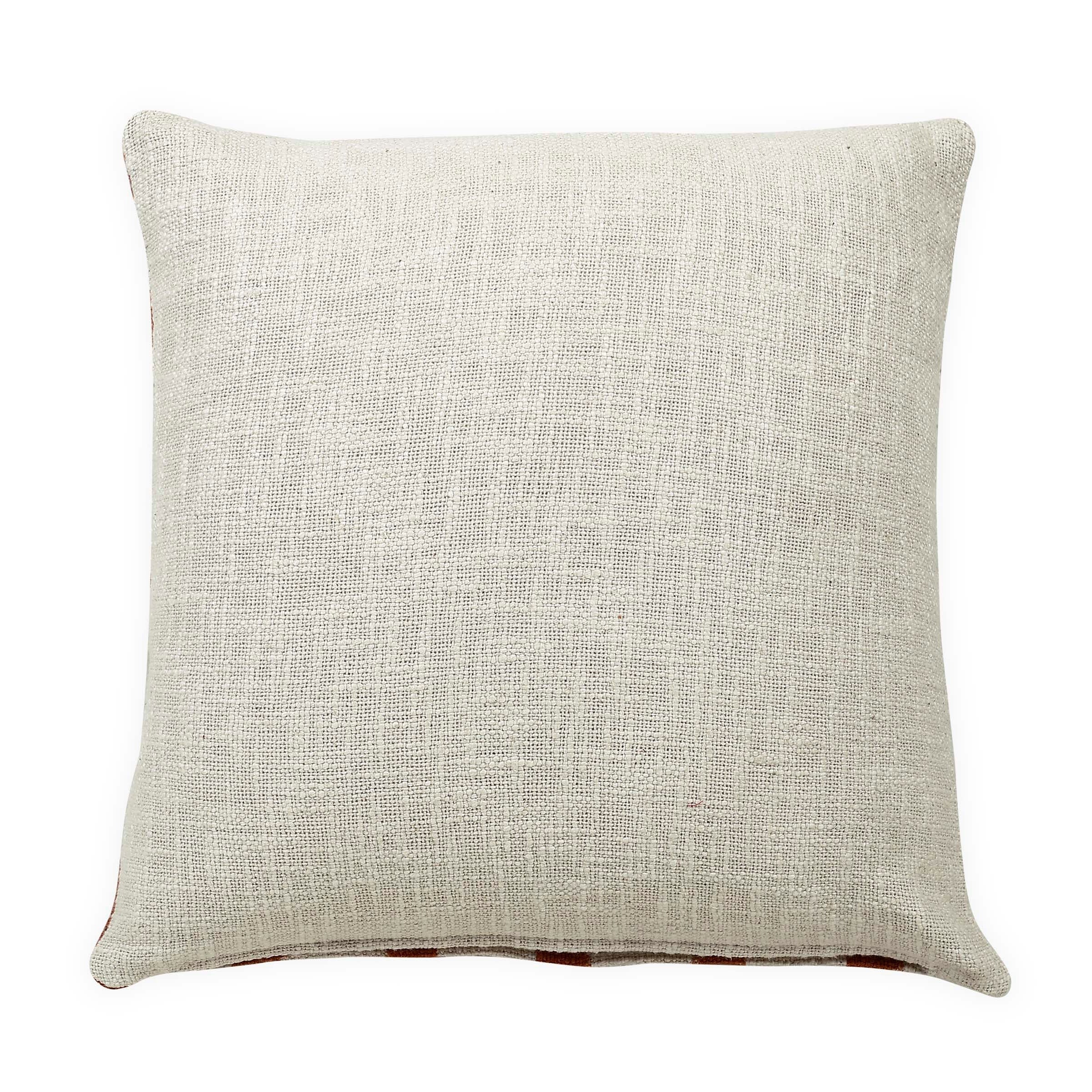 Checkered Block Printed Pillow - Rust 3
