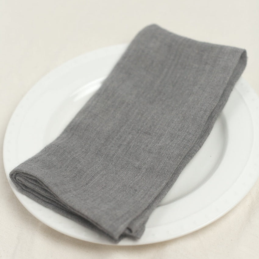 Stone Washed Linen Napkins, Oyster - set of 4 3