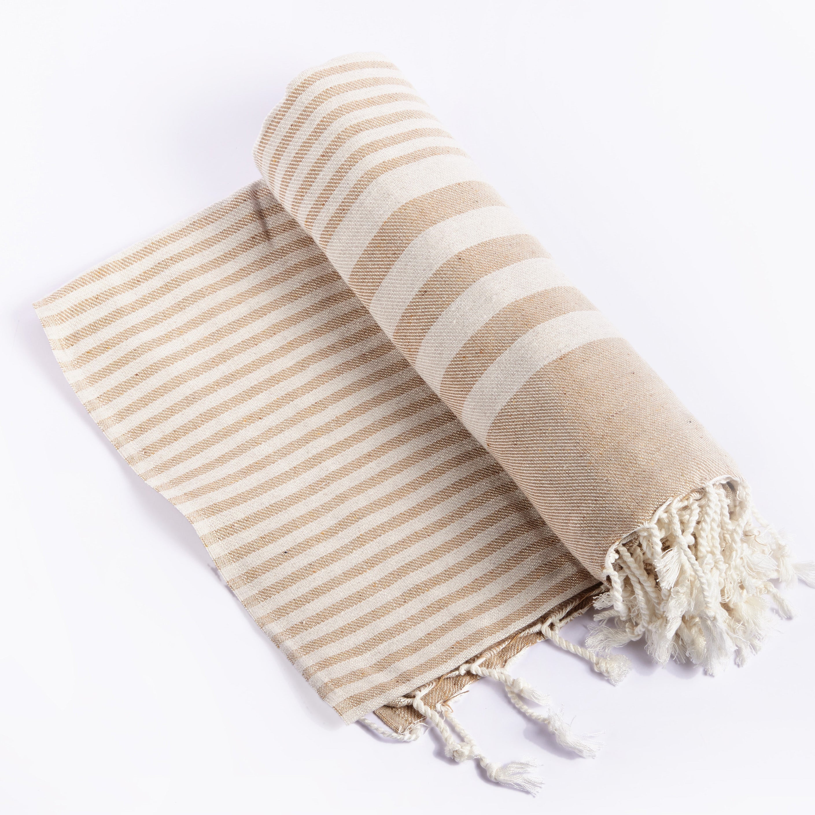 Fethiye Striped Throw Blanket - Beige 4
