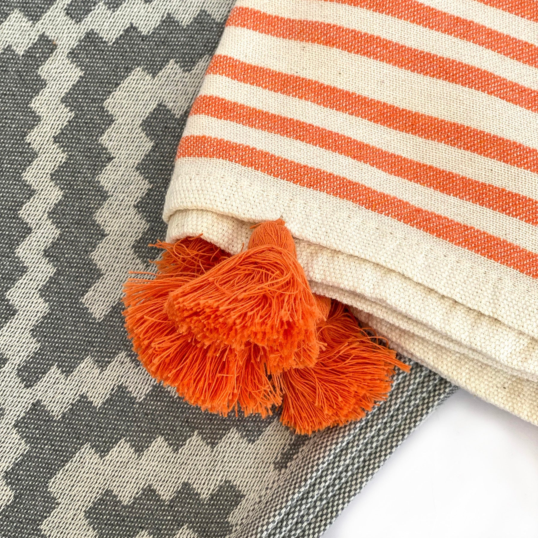 Merida Gray - Orange Turkish Towel / Blanket 4