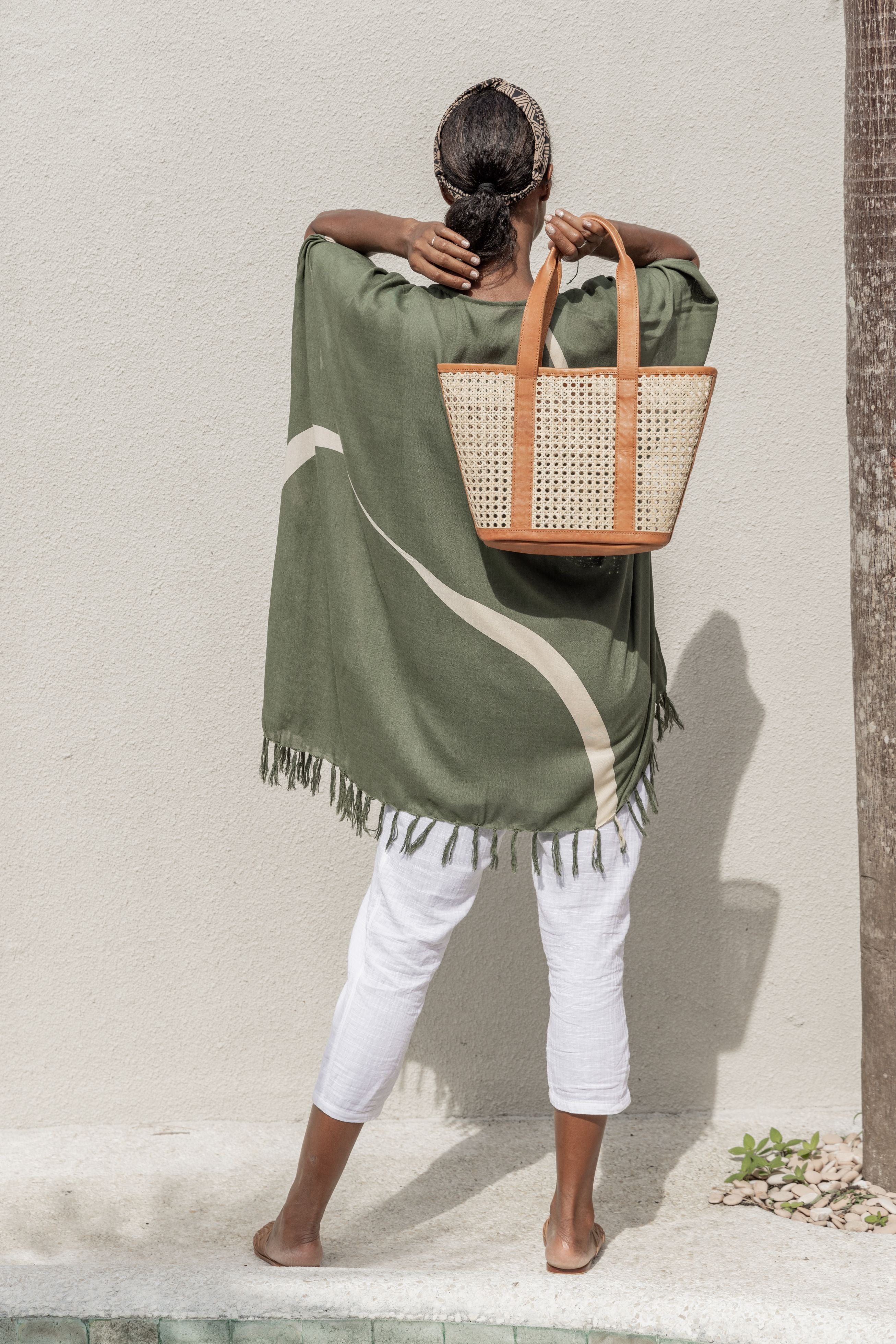 Raja Leather and Cane Carryall Bag 4