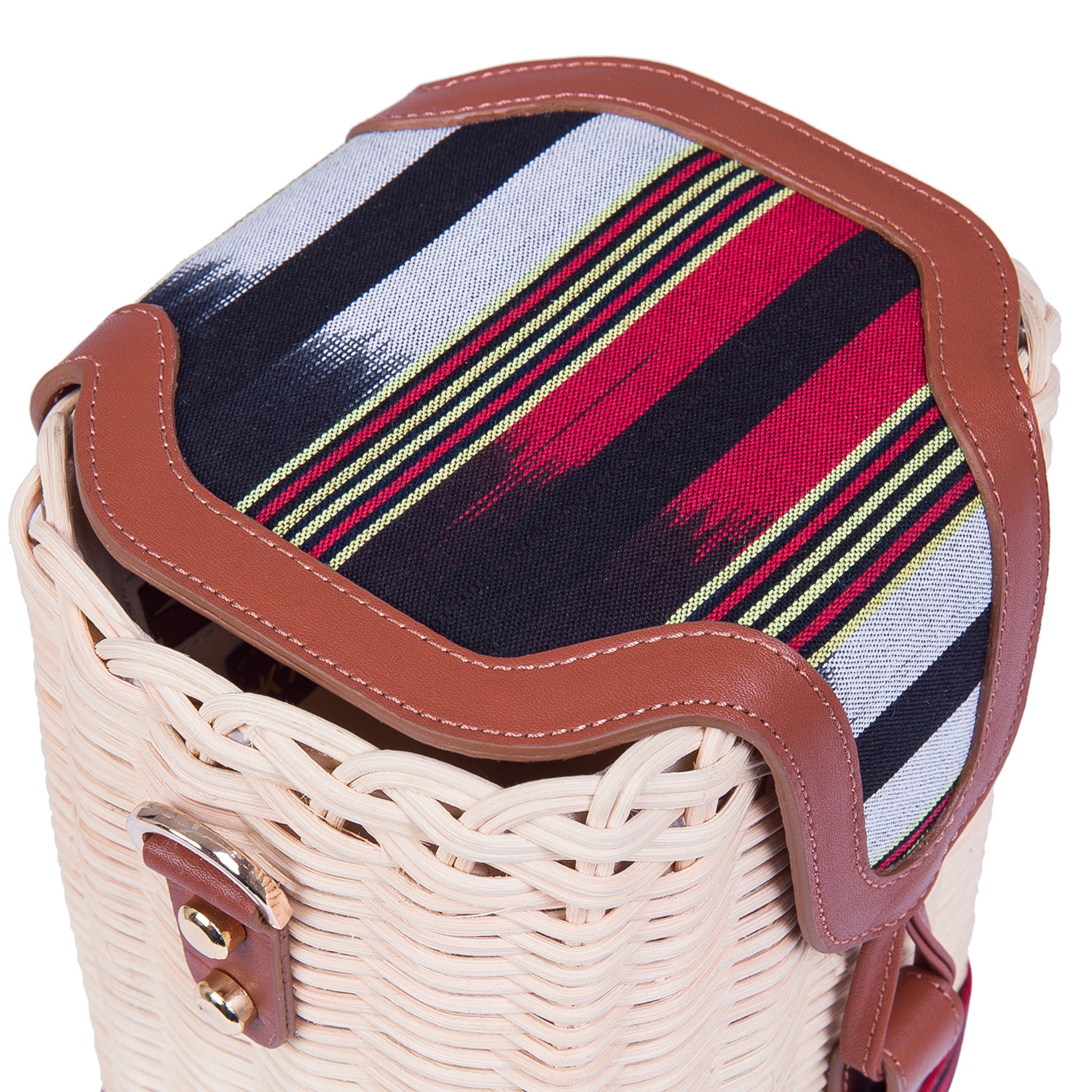 Brown Leather & Woven Straw Crossbody Bag 3