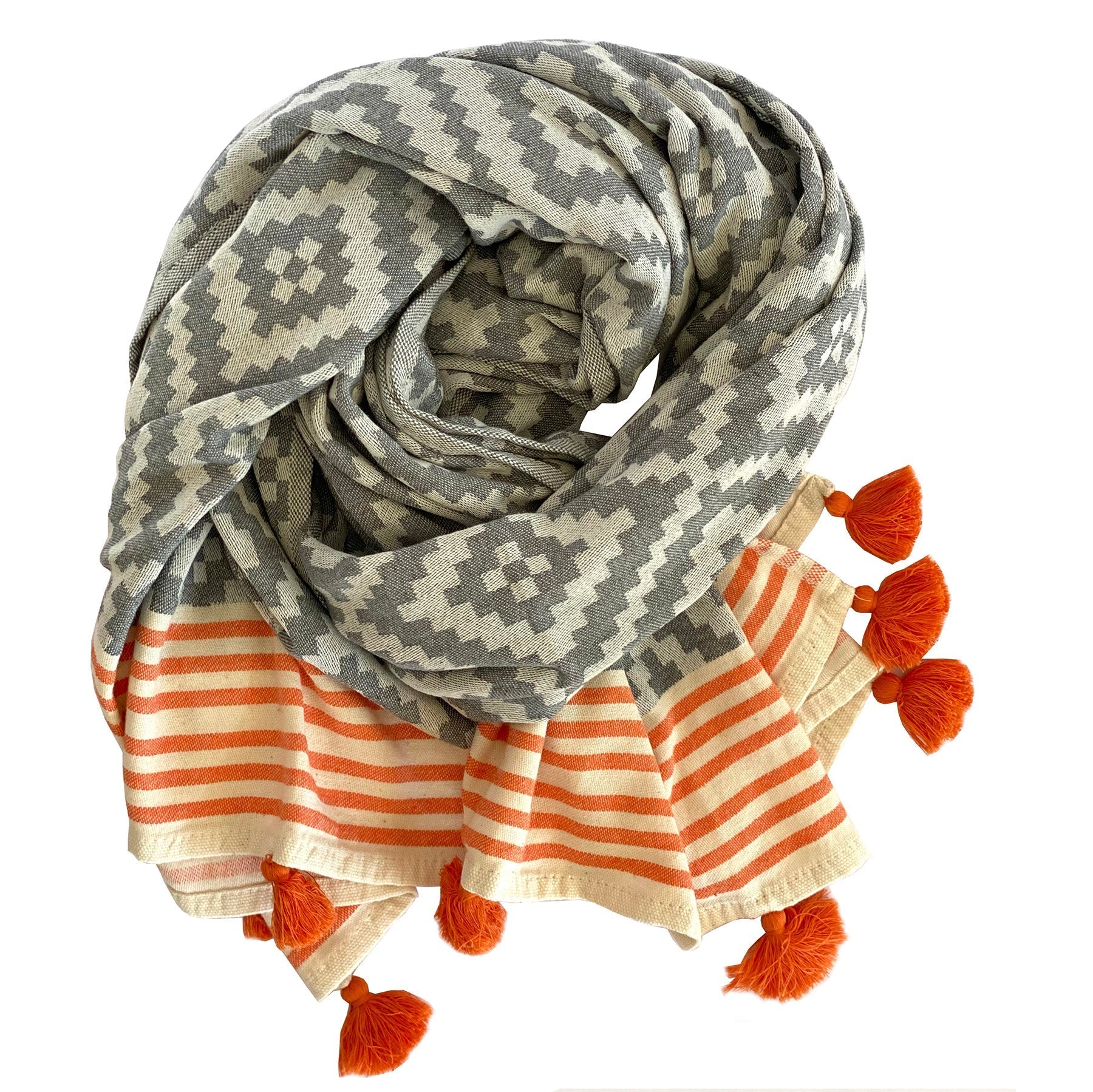 Merida Gray - Orange Turkish Towel / Blanket 5
