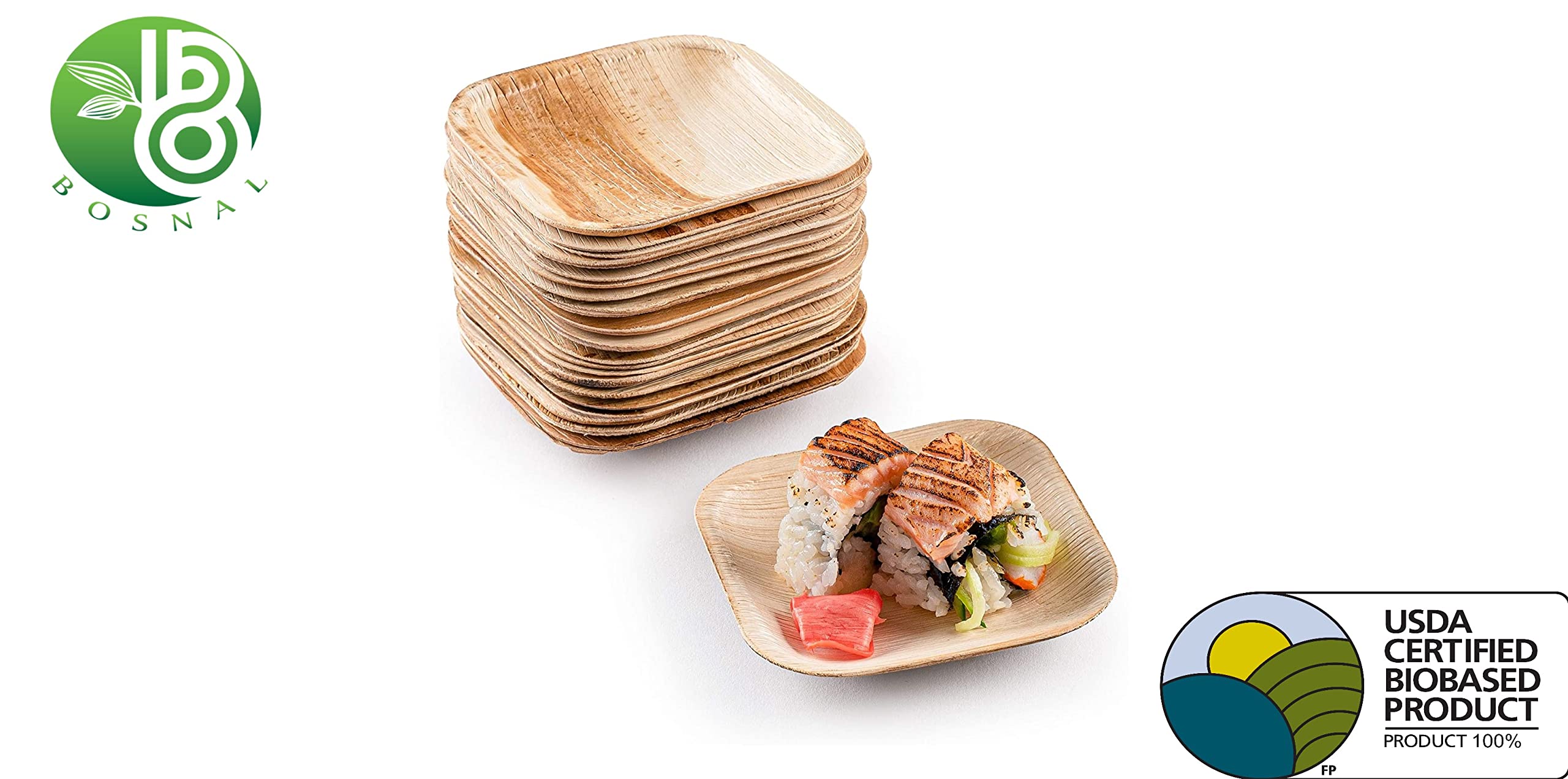 BOSNAL Palm Leaf Plates 8