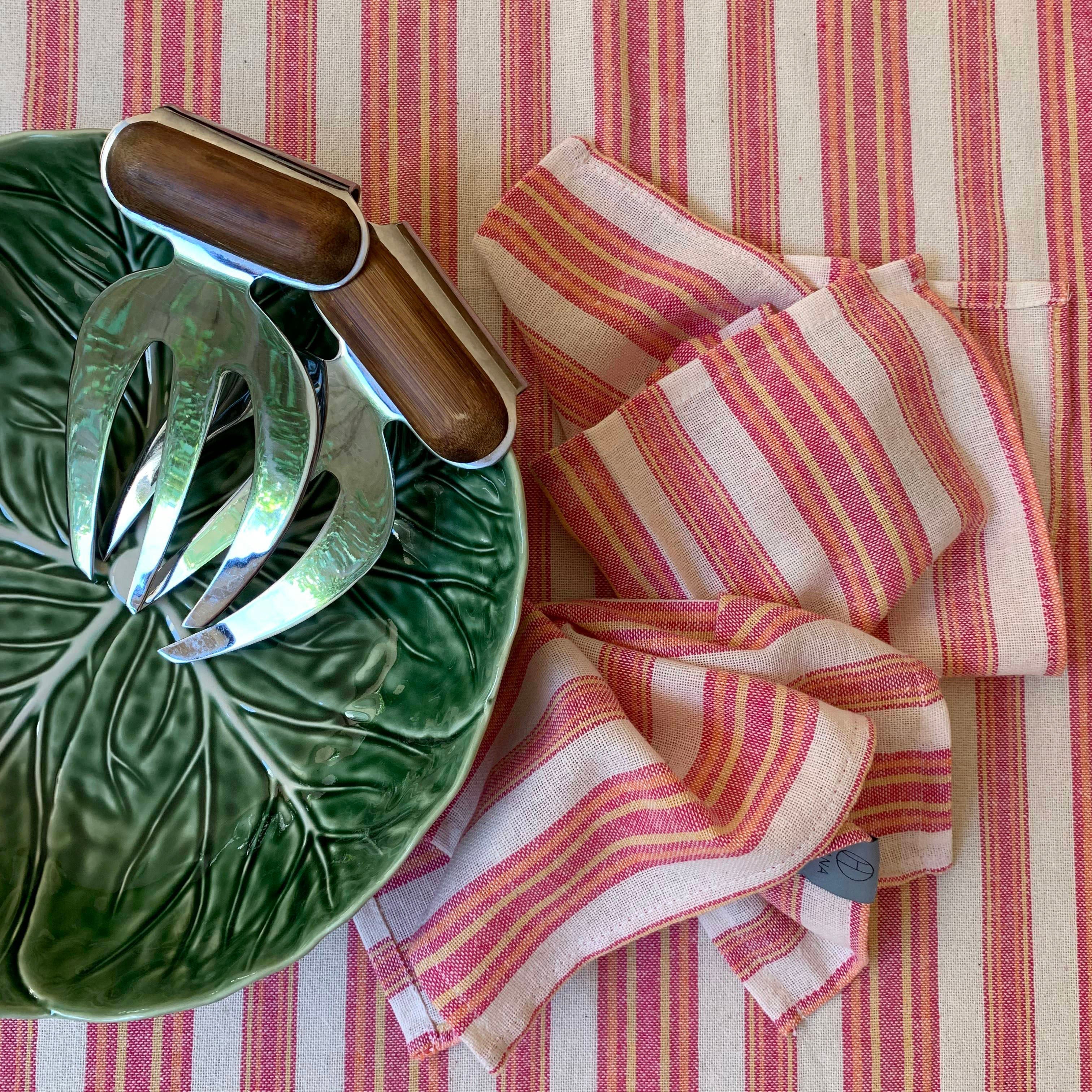 Andana Striped Tablecloth Set - Magenta 4