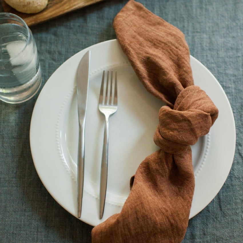 Stone Washed Linen Napkins, Terracotta - set of 4 5