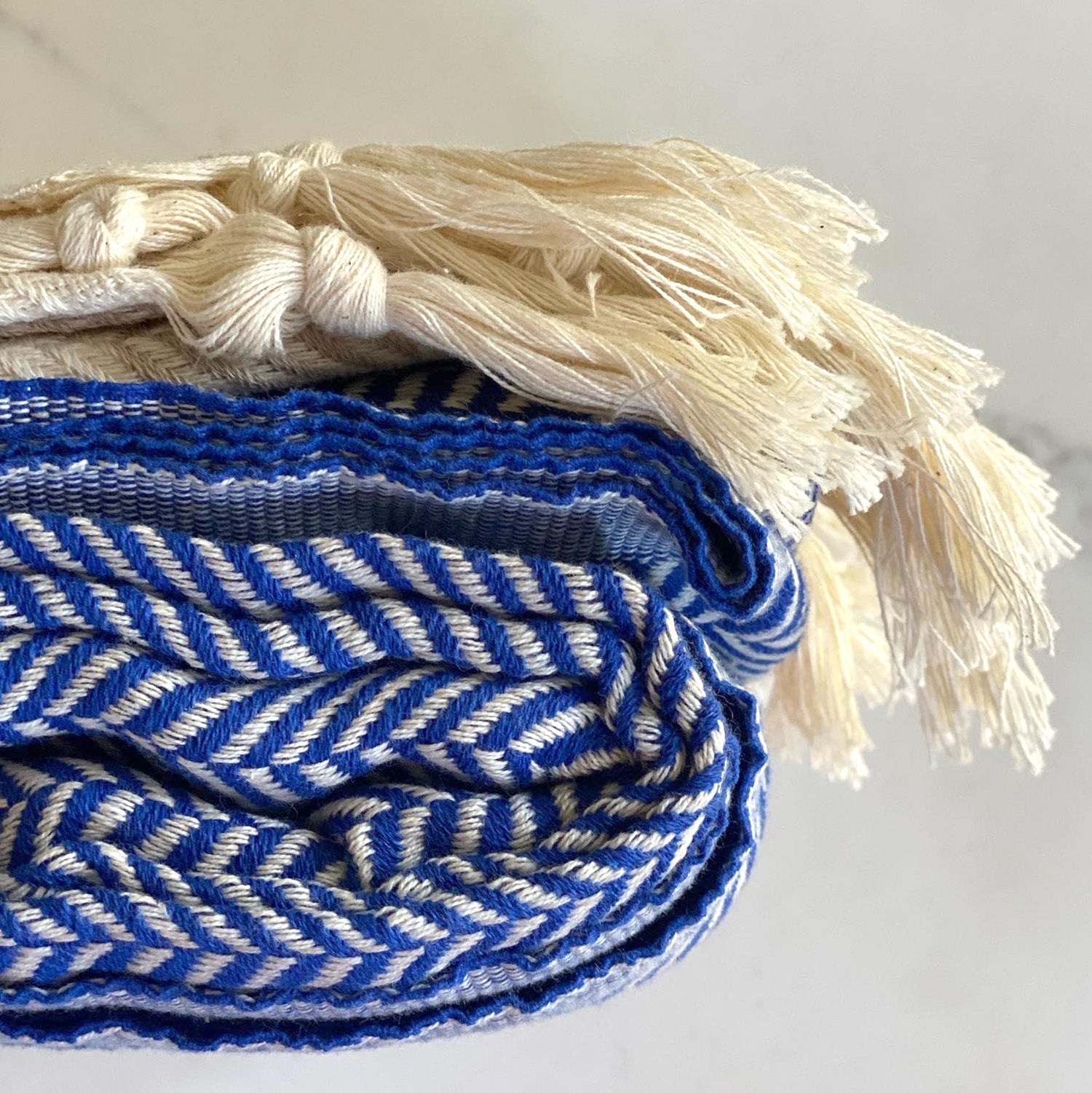 Pipa Sustainable Hand-loomed Throw Blanket - Blue 5