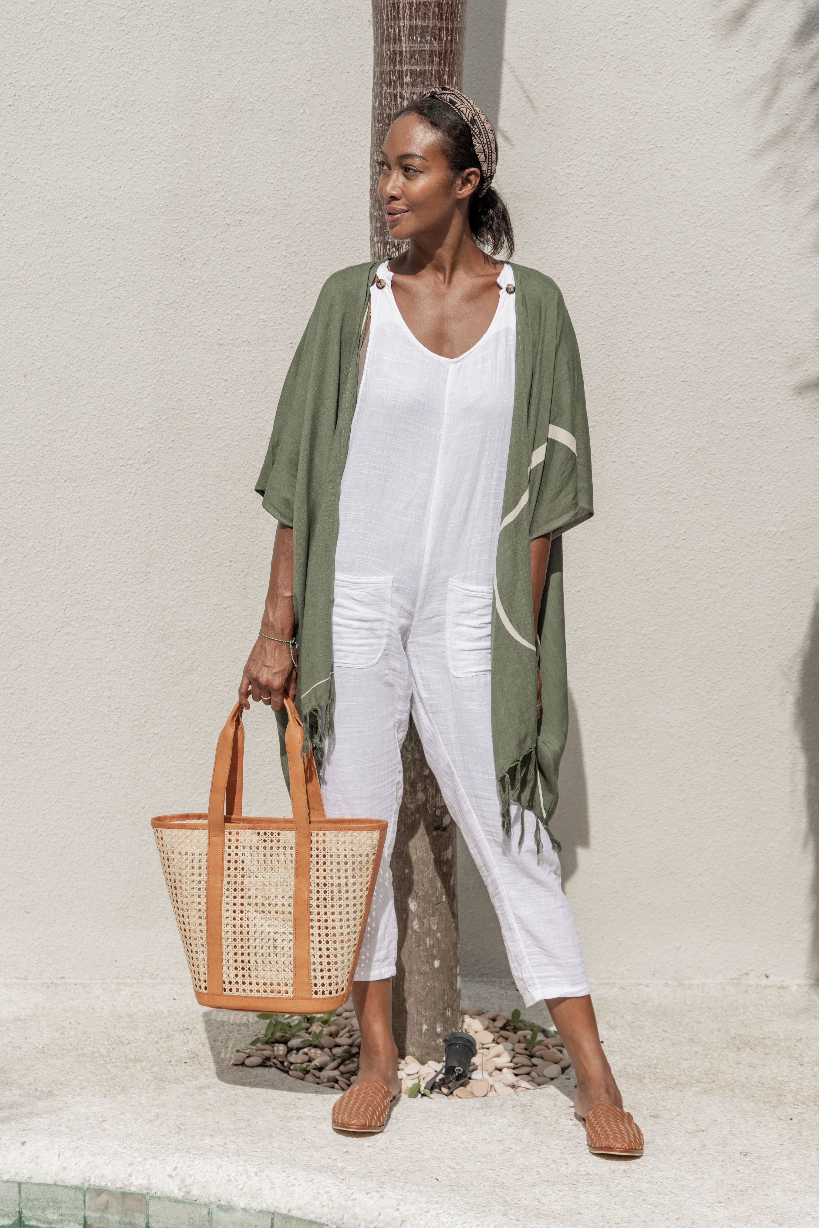 Raja Leather and Cane Carryall Bag 6