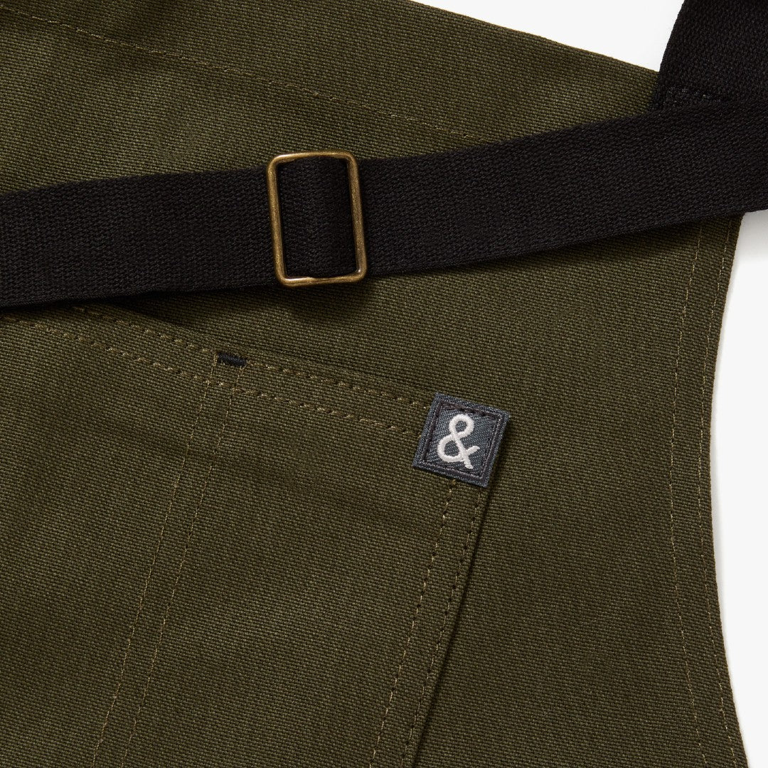 The Essential Apron - Olive Green Black Straps 5