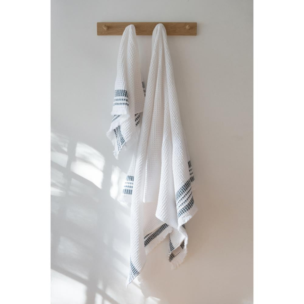 S/2 Organic Belgian Waffle Hand Towel - Ink 4