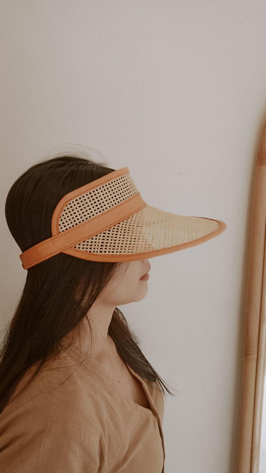 Sumi Leather and Cane Rattan Visor 4
