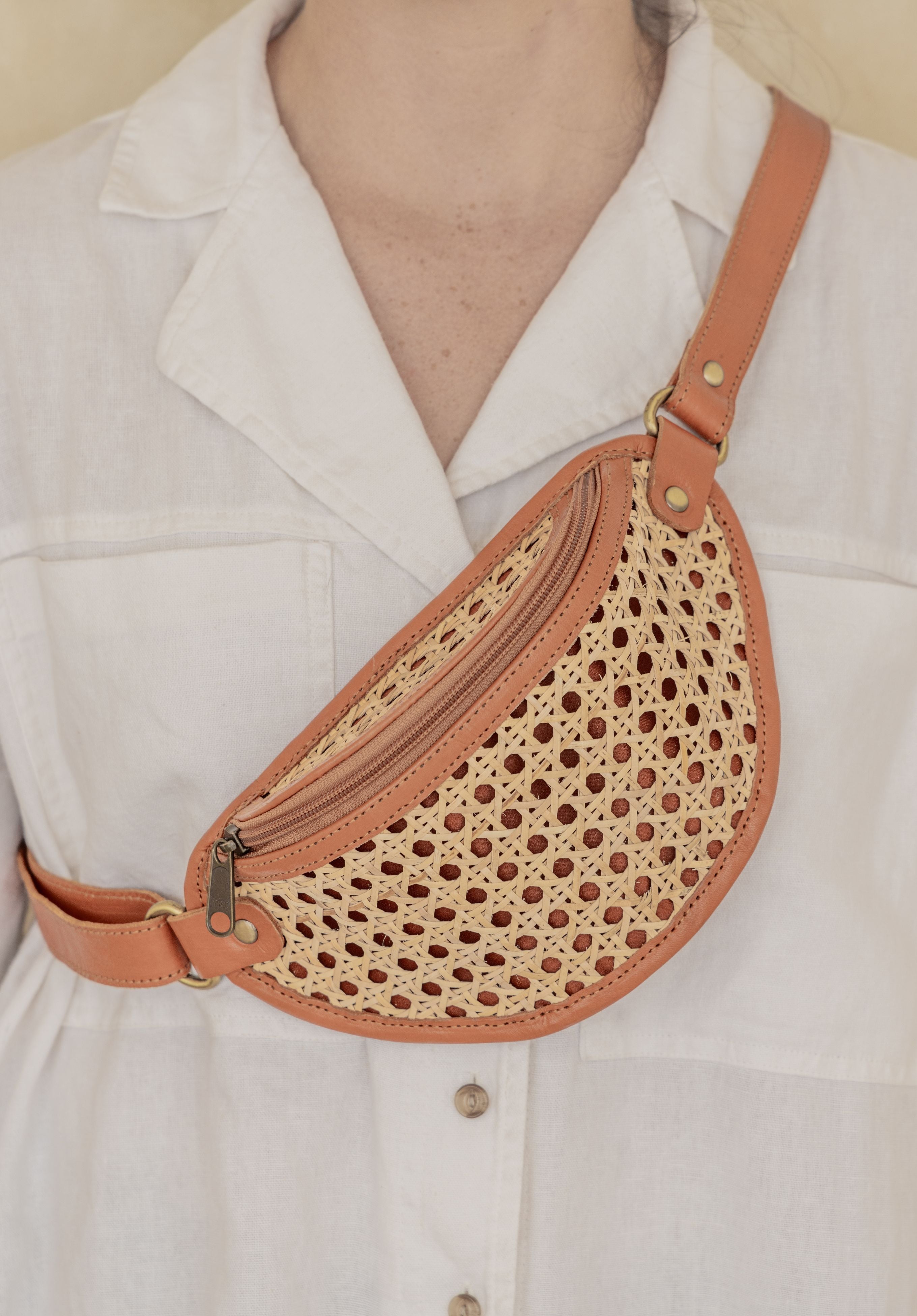 Raja Leather and Cane Sling Bag 8