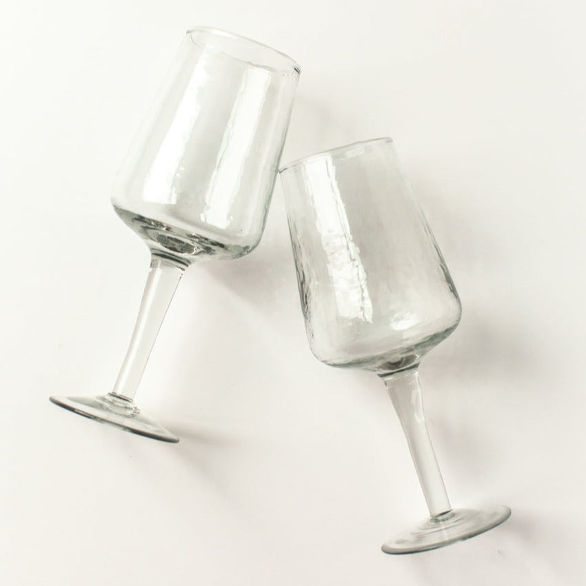 Handblown Hammered Wine Glasses, Clear - set of 4 4