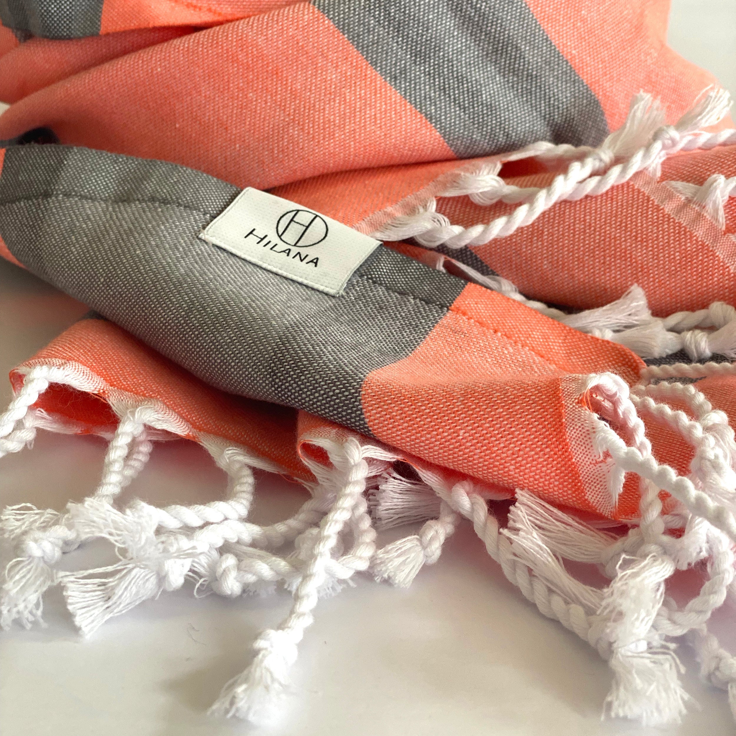 Samara Gray - Orange Turkish Towel 4