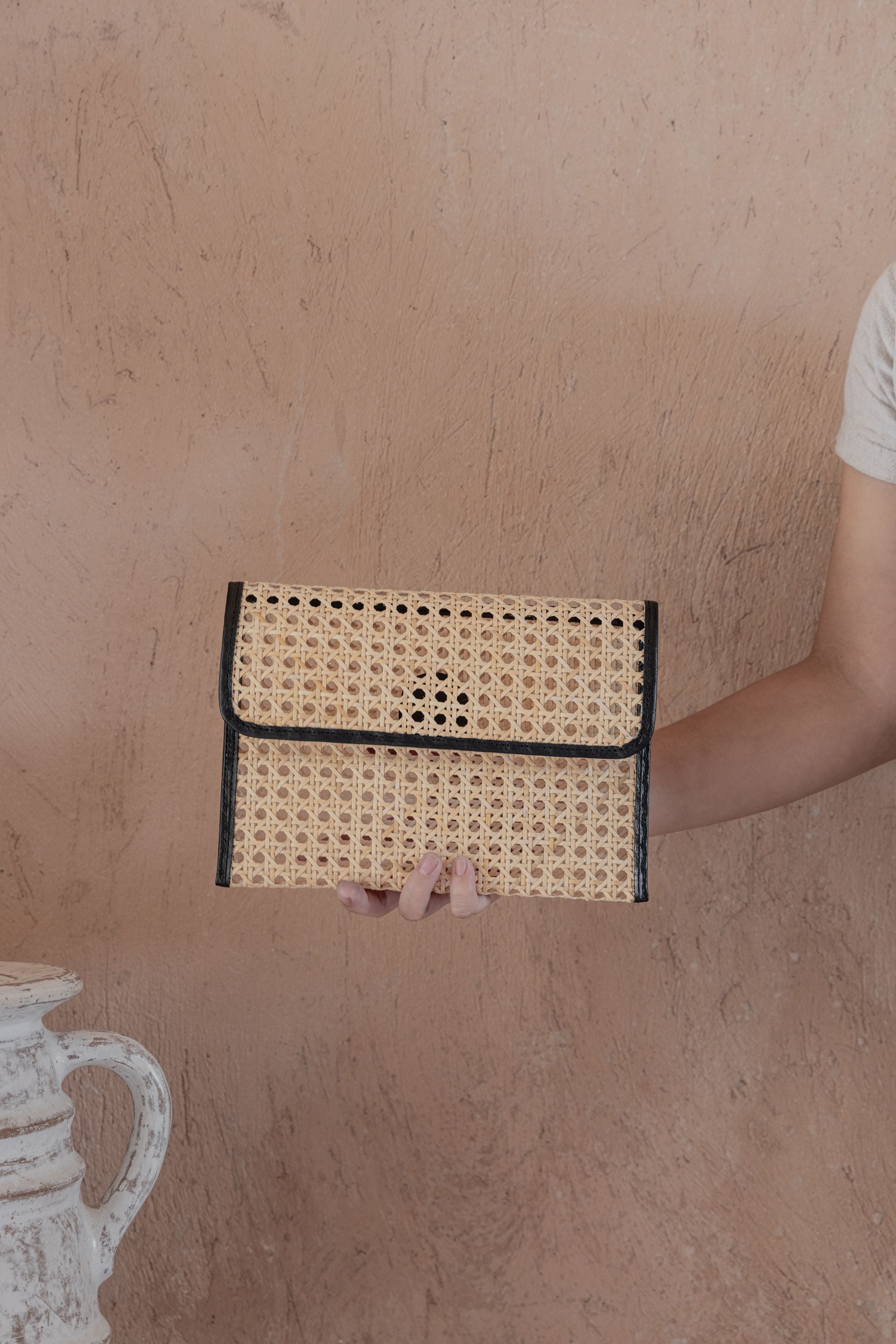 Eva Leather and Rattan Clutch 4