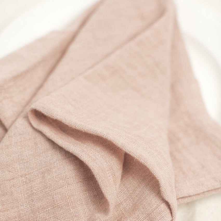 Stone Washed Linen Napkins, Blush - set of 4 4