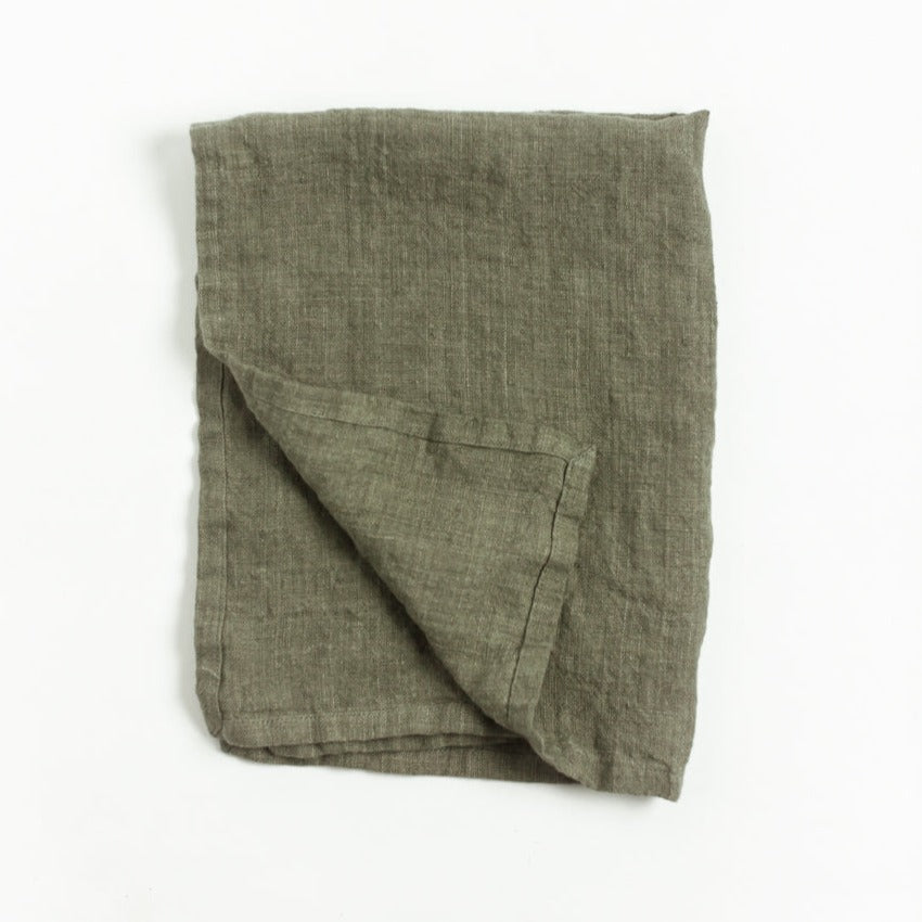 Stone Washed Linen Tea Towel - Sage 4