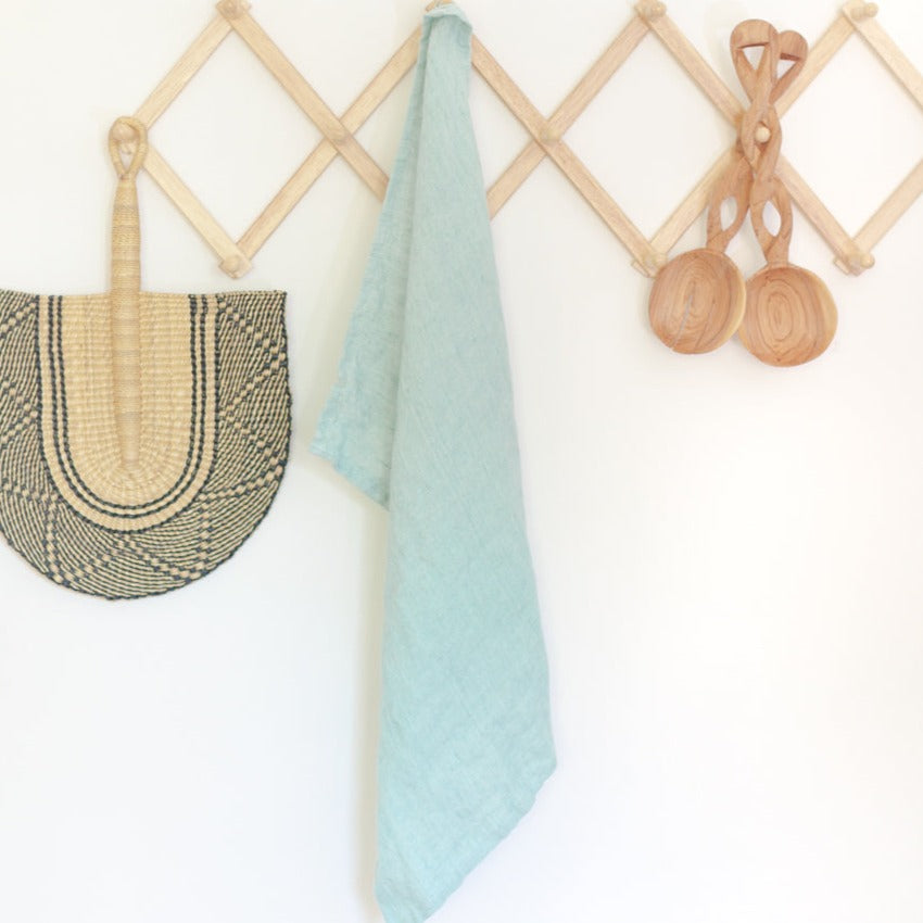 Stone Washed Linen Tea Towel - Ocean Spray 4