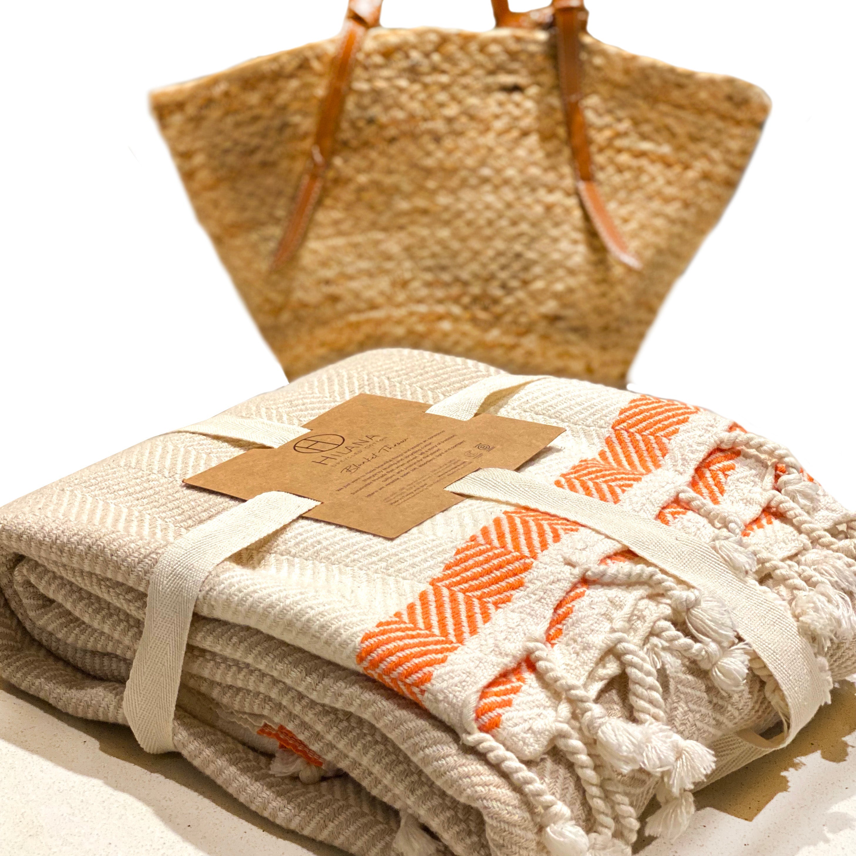Pipa Sustainable Hand-loomed Throw Blanket - Beige 7