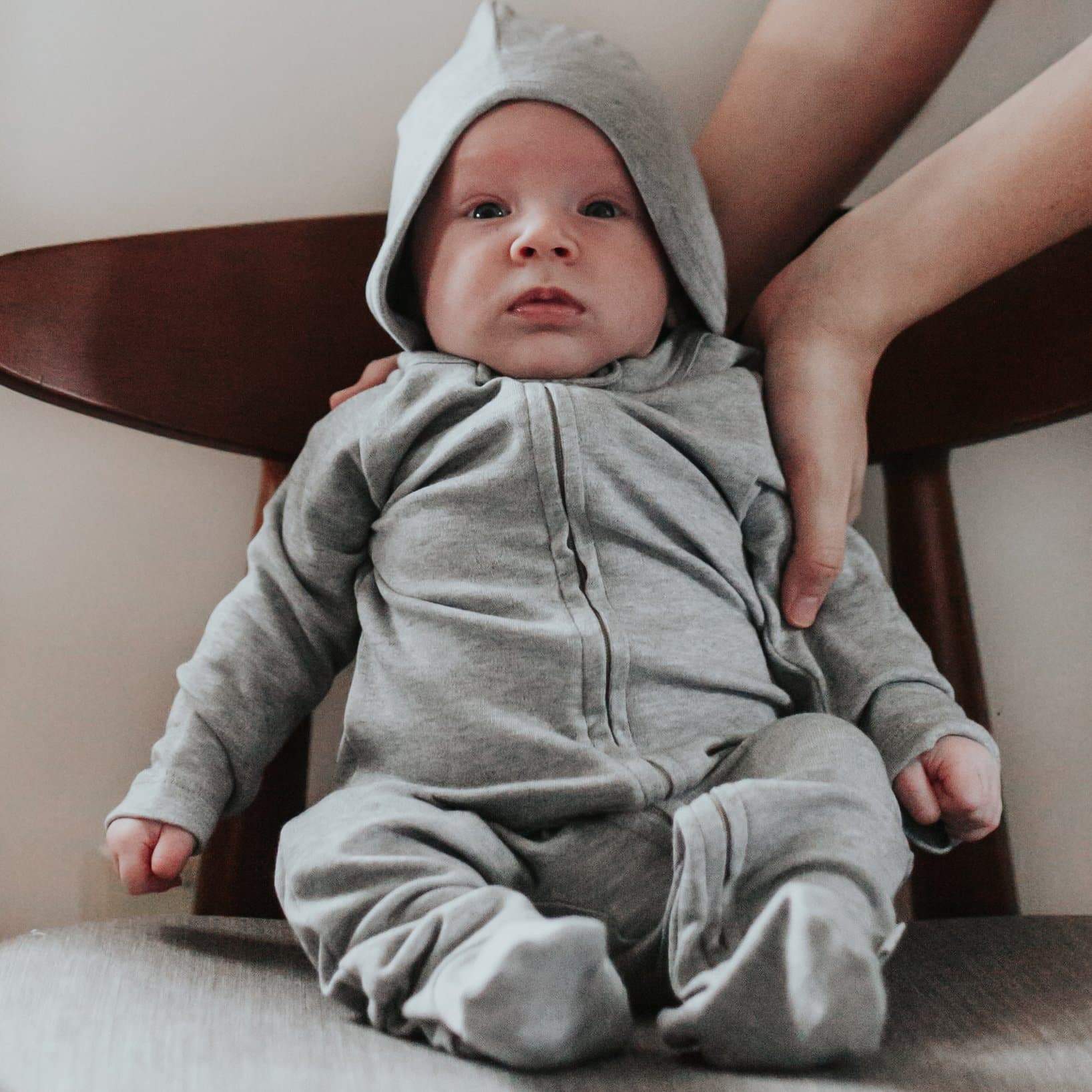 2 pc. zipper footie set | light blue & heather grey 3