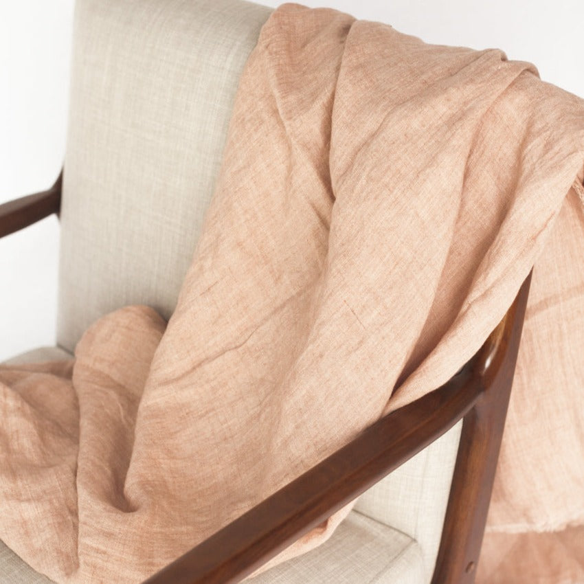 Stone Washed Linen Throw - Blush 3