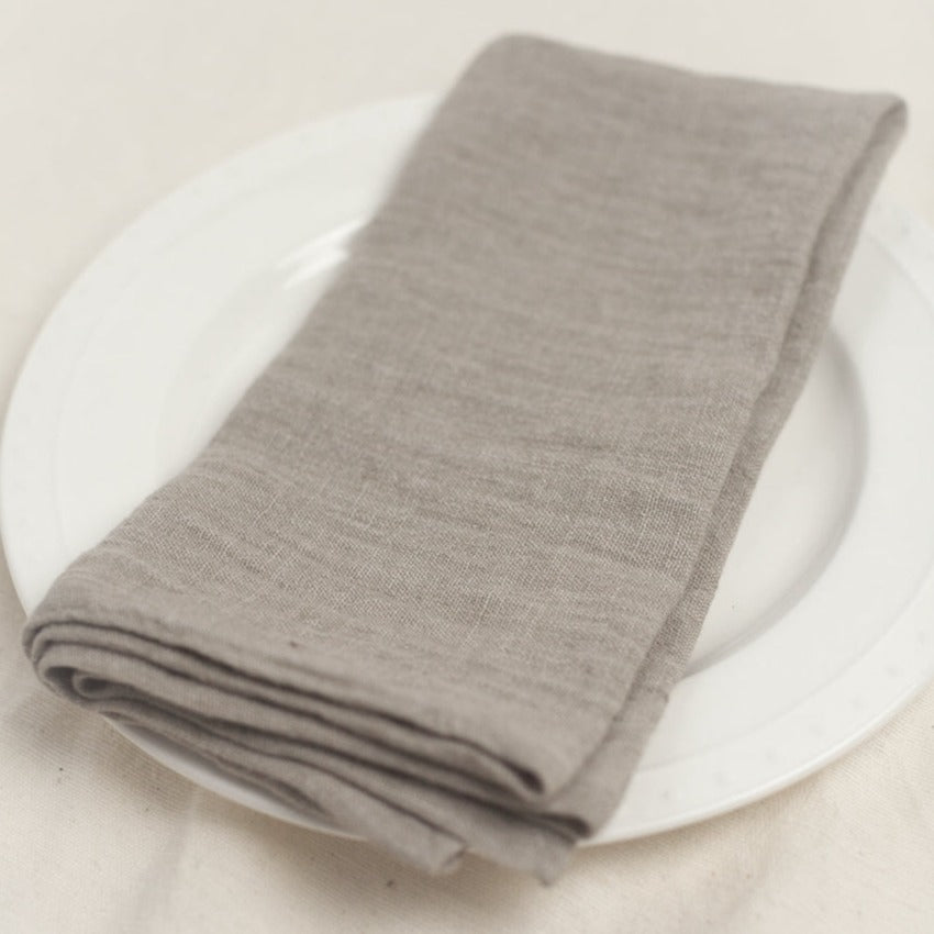 Stone Washed Linen Napkins, Flax - set of 4 4