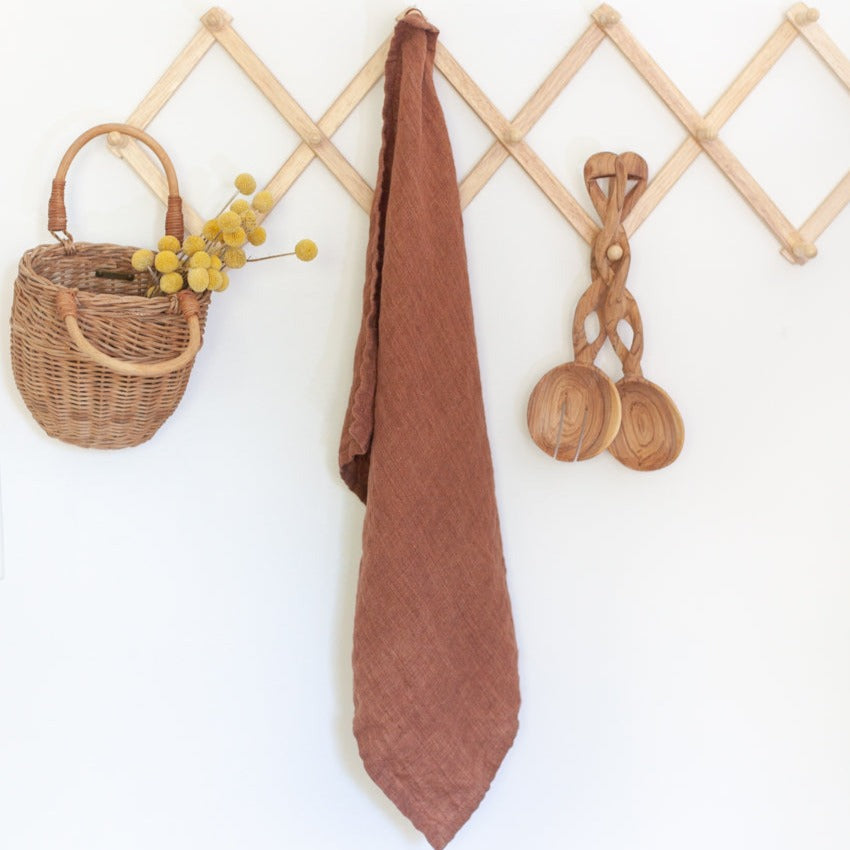 Stone Washed Linen Tea Towel - Terracotta 9