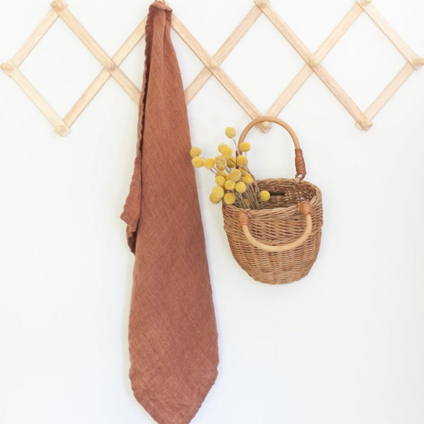 Stone Washed Linen Tea Towel - Terracotta 10