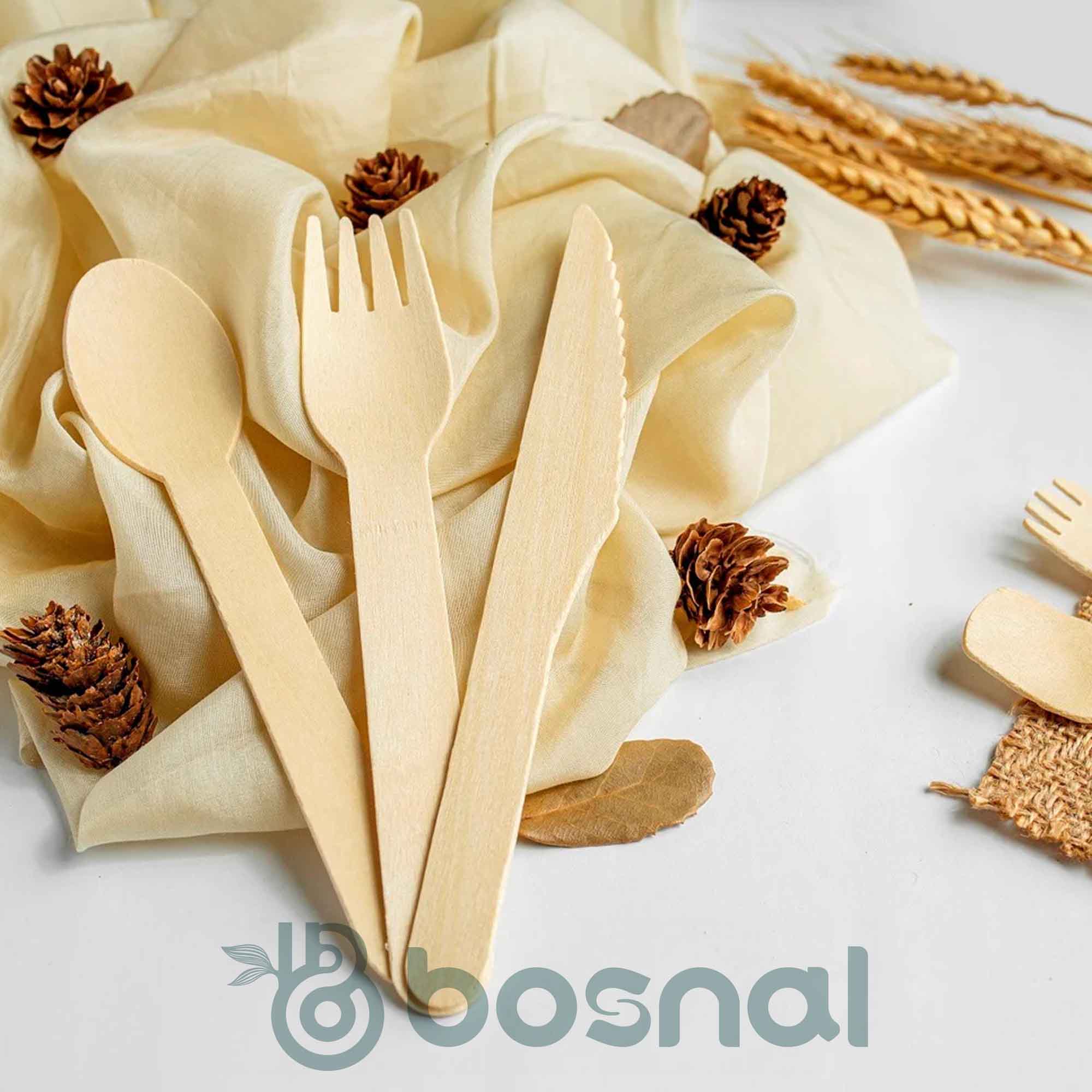 Bosnal – Wooden Disposable Cutlery Set, 6.5 inch, 100 Pcs 5