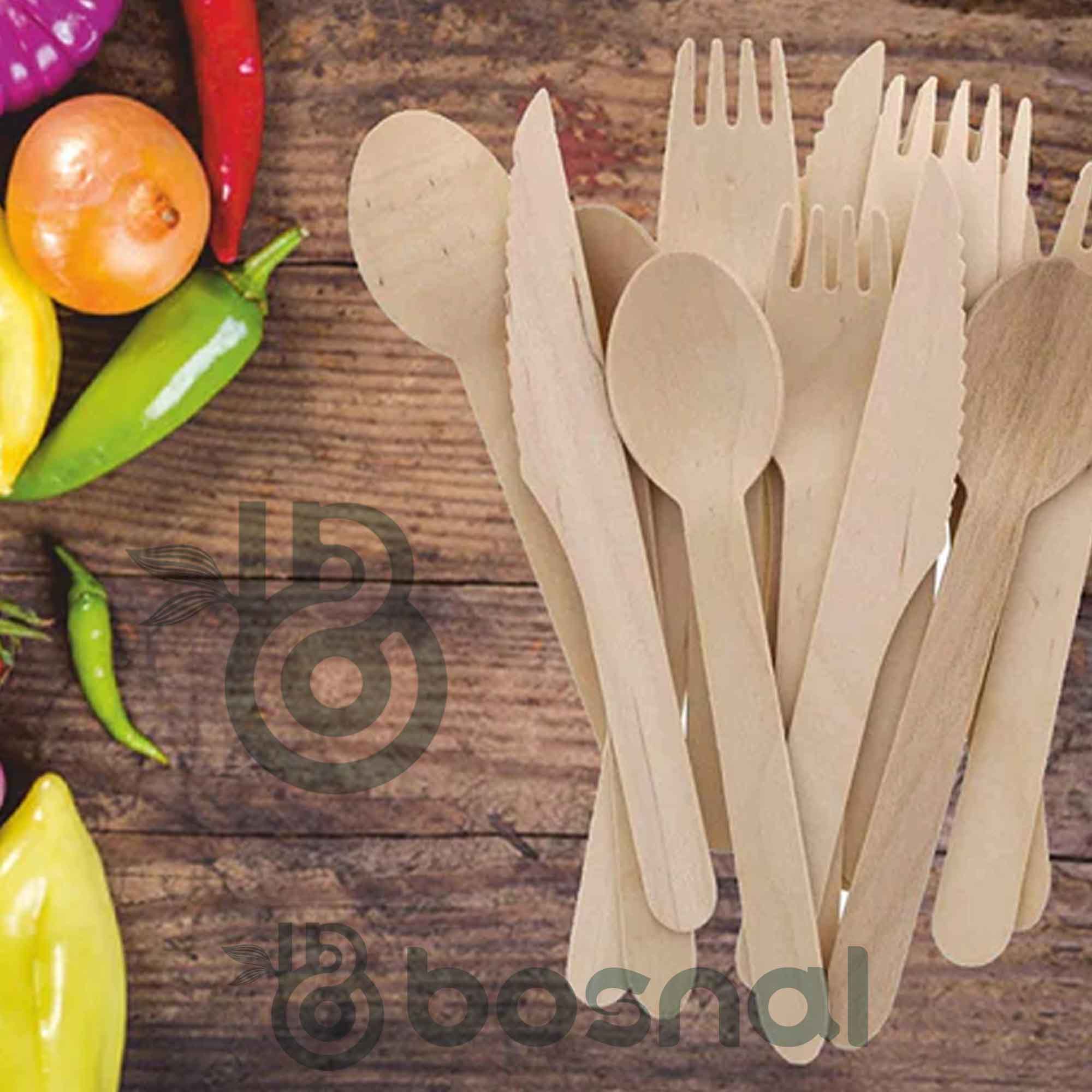 Bosnal – Wooden Disposable Cutlery Set, 6.5 inch, 100 Pcs 6