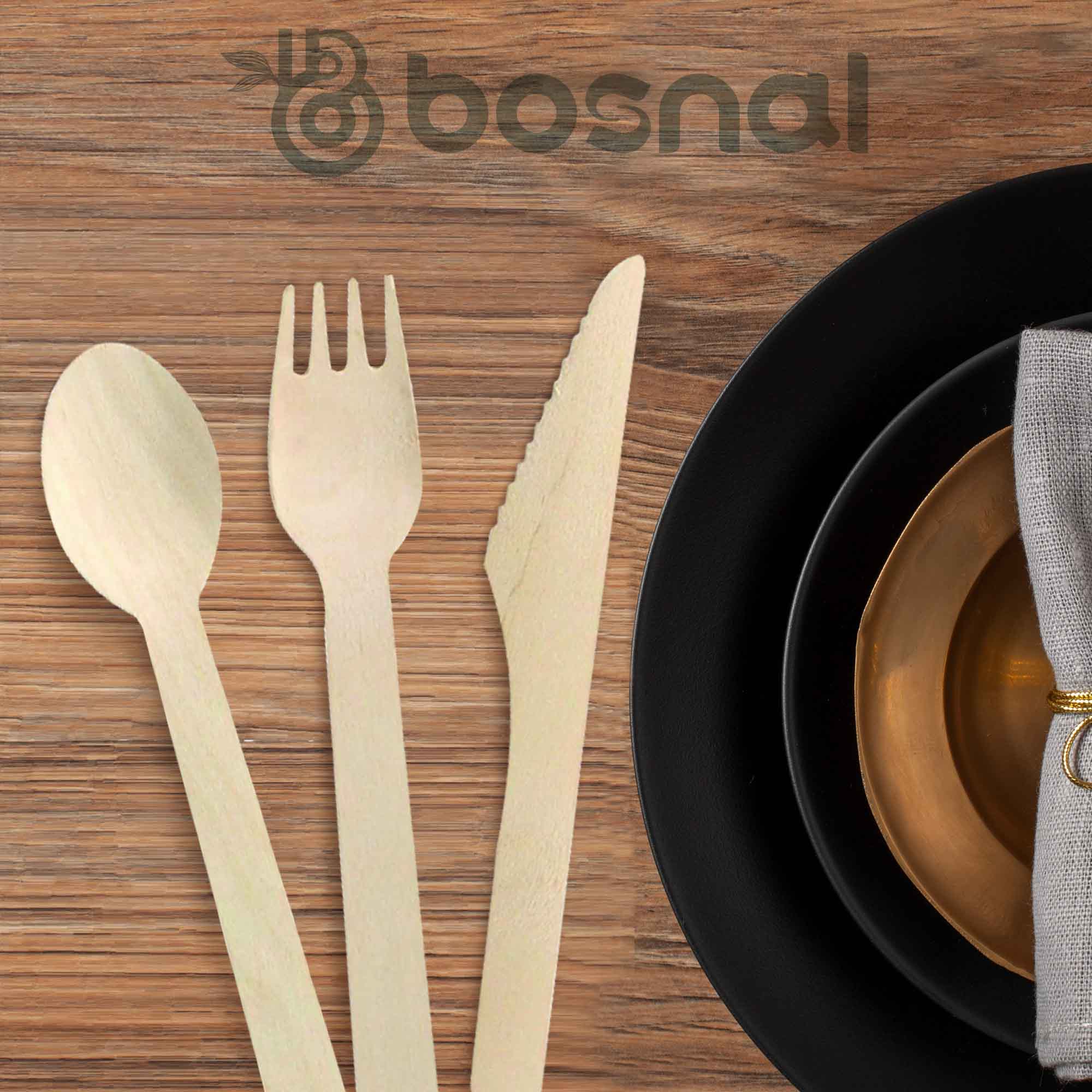 Bosnal – Wooden Disposable Cutlery Set, 6.5 inch, 100 Pcs 7