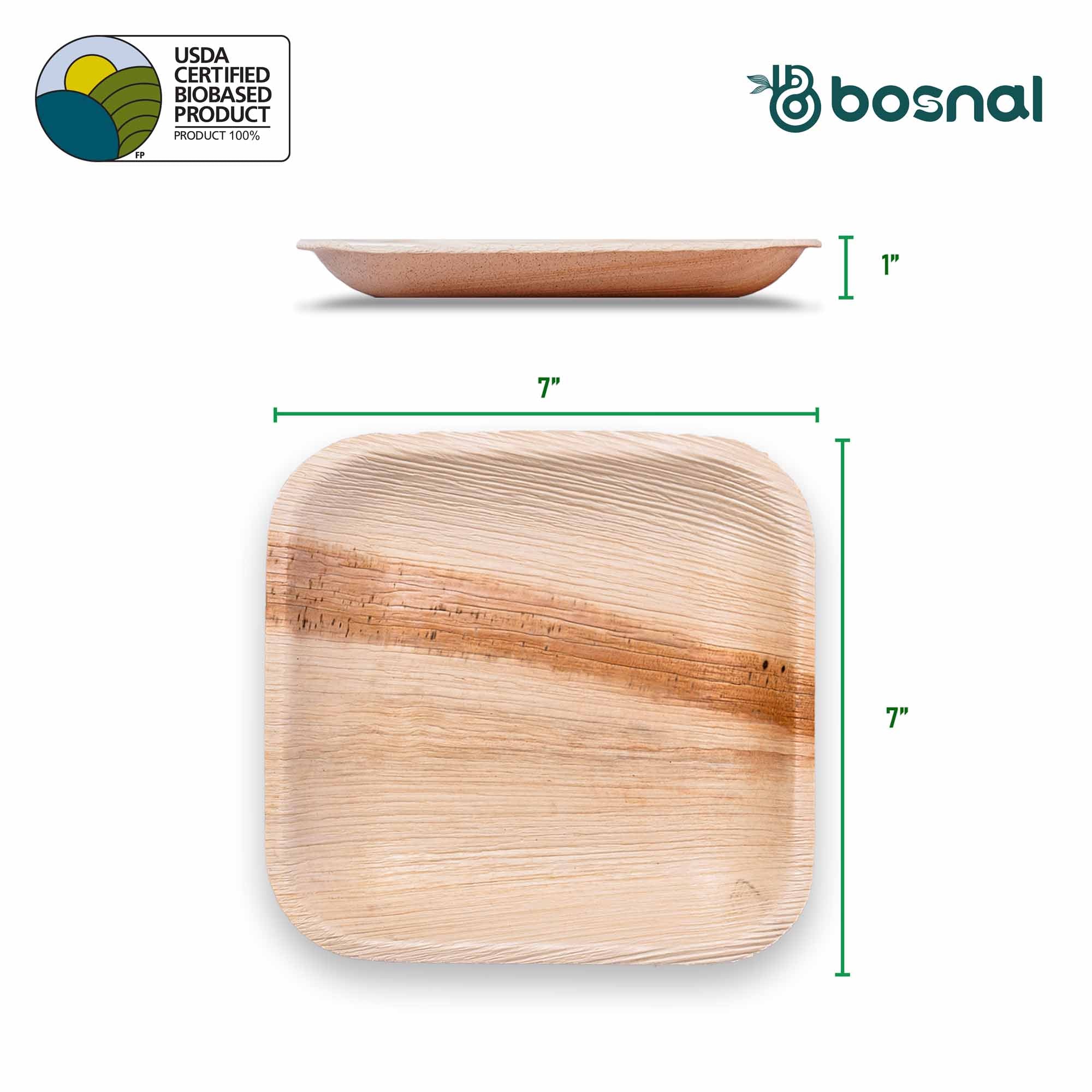 Bosnal - Palm Leaf Biodegradable Plates; 7 inch, Square 6