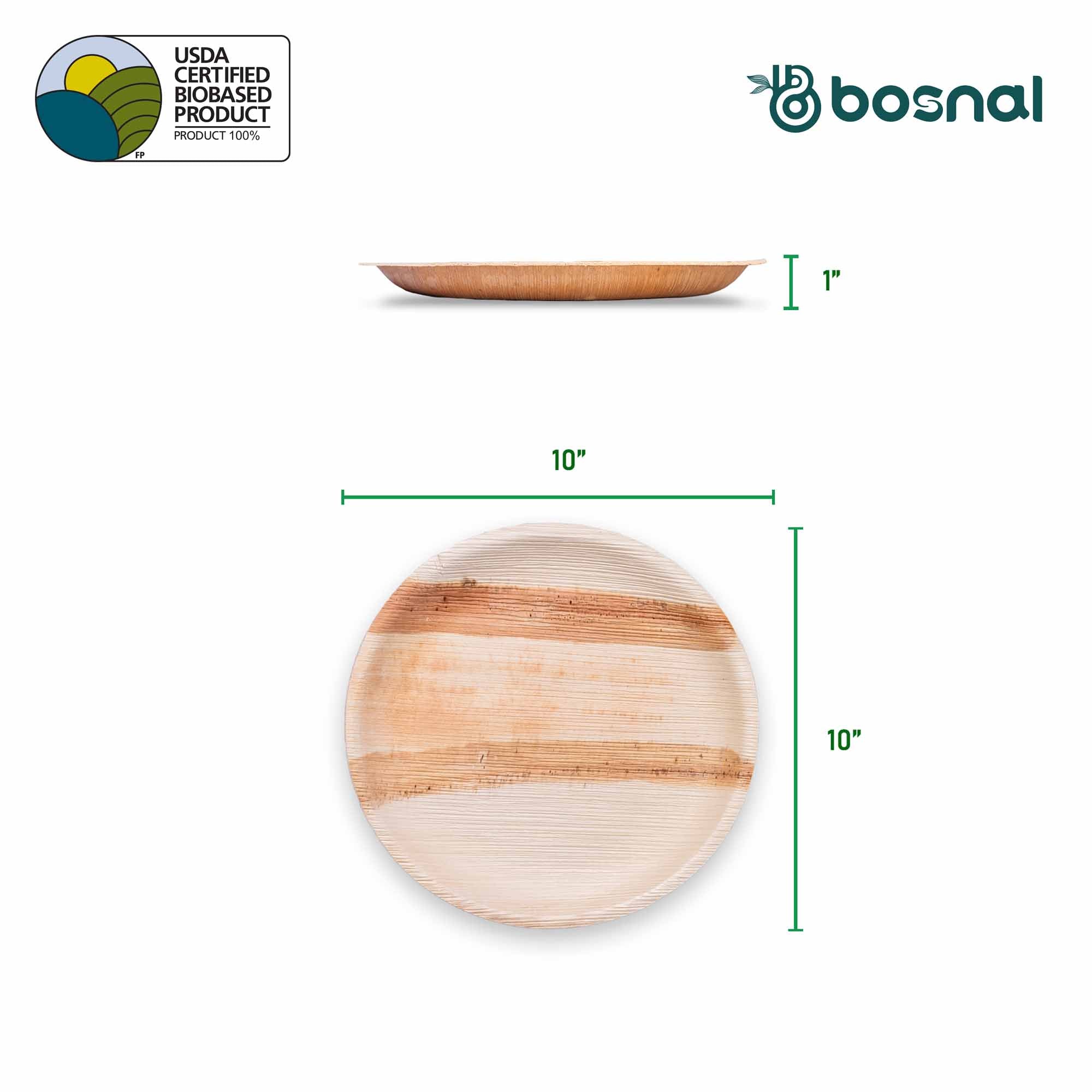 Bosnal - Palm Leaf Biodegradable Plates, 10 inch, Round 4