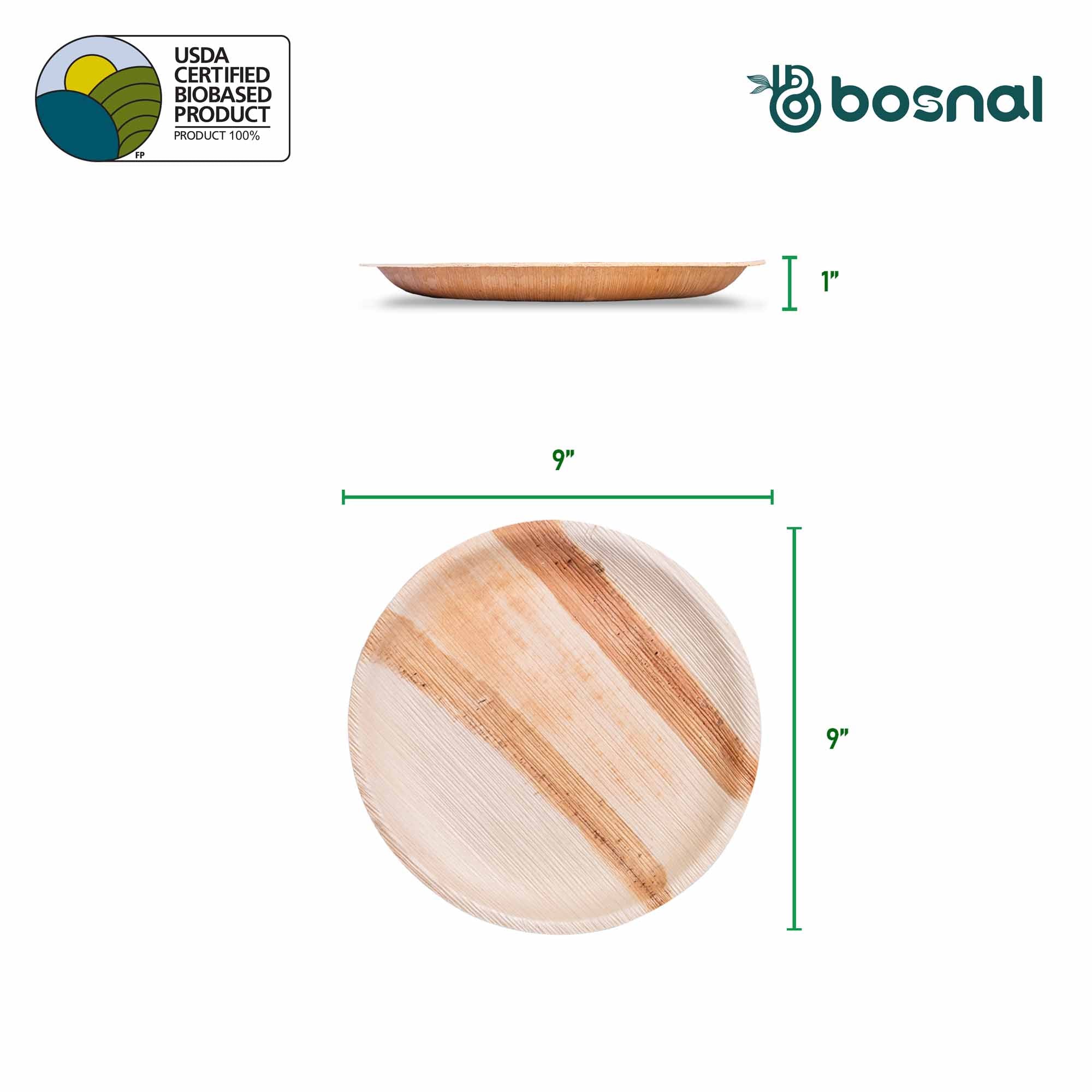 Bosnal - Palm Leaf Biodegradable Plates, 9 inch, Round 3