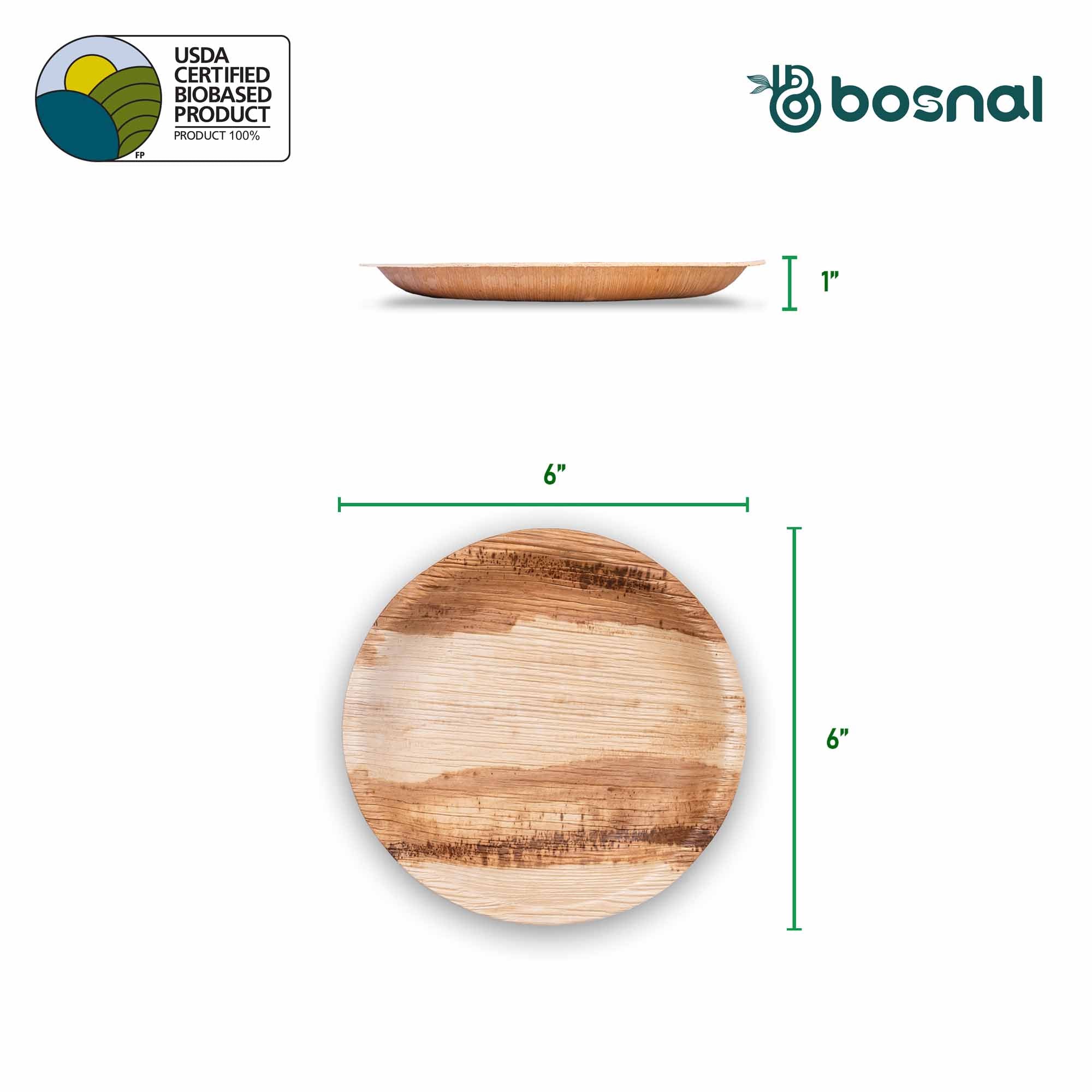 Bosnal - Palm Leaf Biodegradable Plates, 6 inch, Round 4