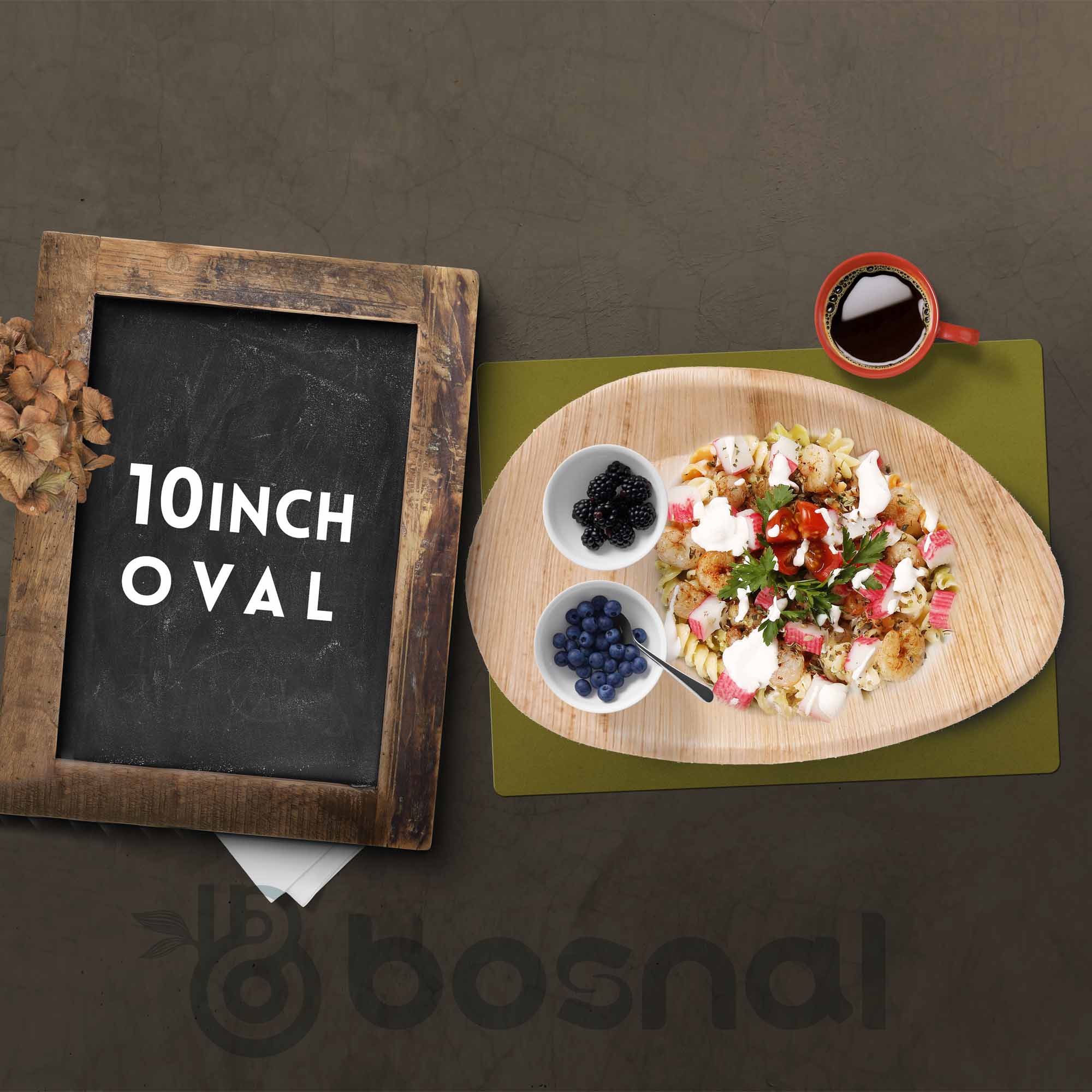 Bosnal - Palm Leaf Biodegradable Plates, 10 inch, Oval 4