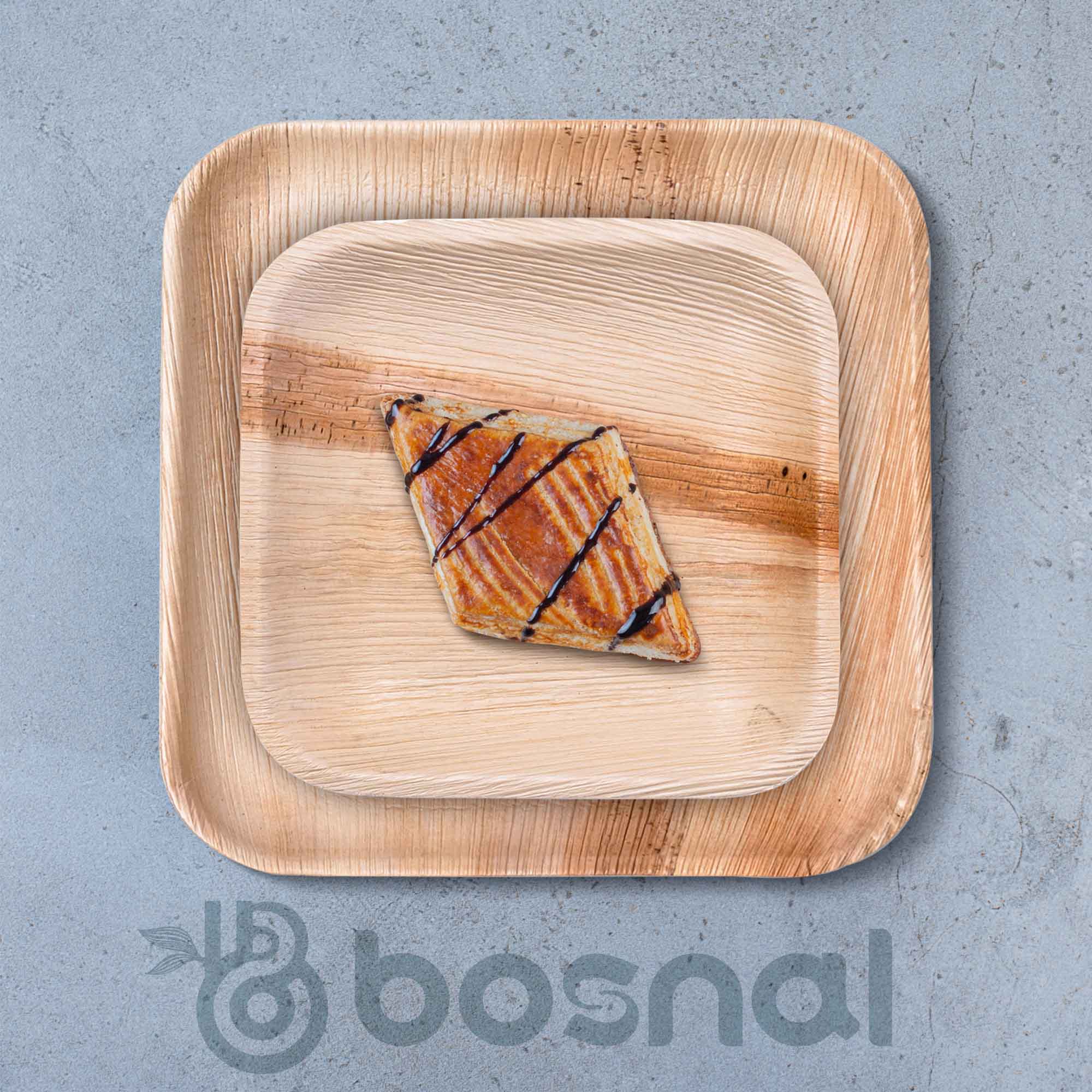 Palm Leaf Biodegradable Square Plates Combo – 50 pcs Set (25 each of 10" & 7" Plates), Eco-Friendly, Compostable, Bamboo-Wood Style, Durable & Restaurant-Grade Alternative to Paper Plates 5