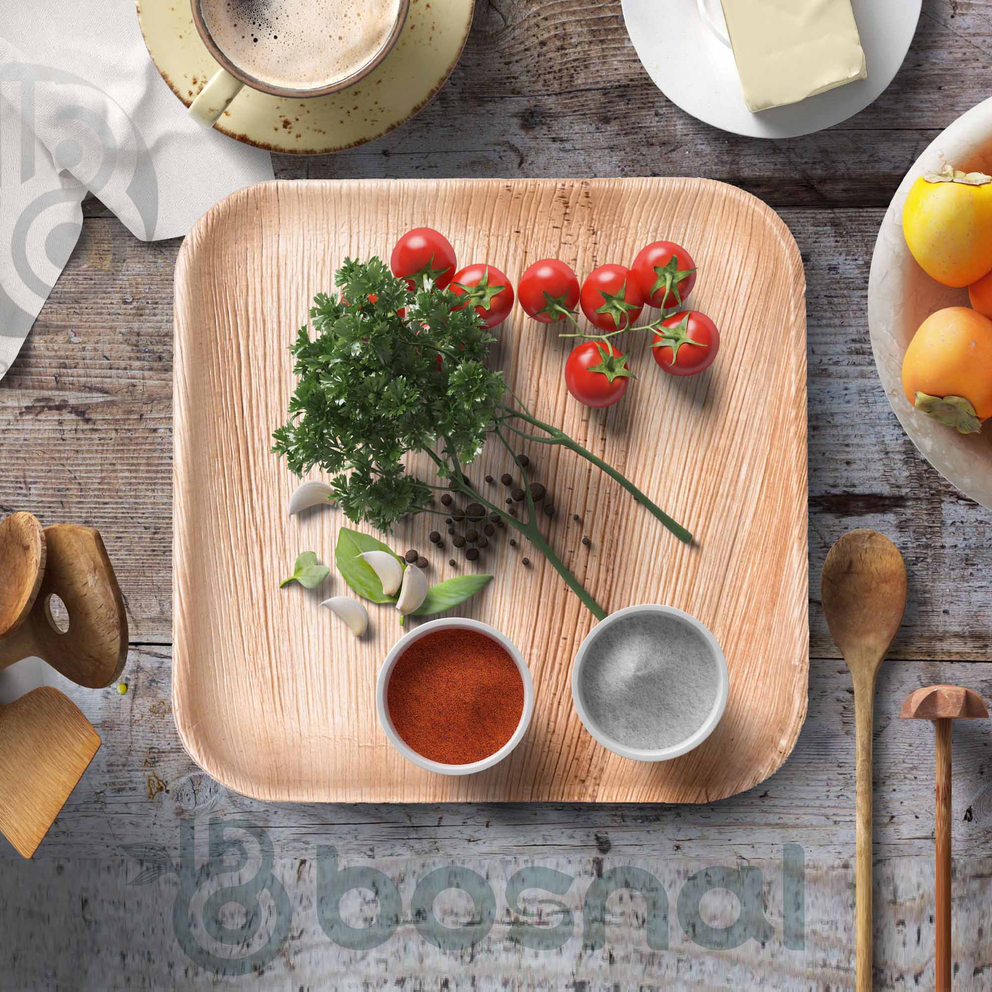 Bosnal - Palm Leaf Biodegradable Plates, 10 inch, Square 6