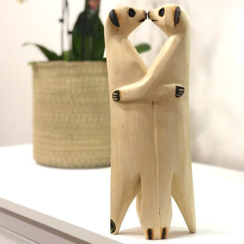 Hand Carved Standing Meerkat - Lovers Pair 3