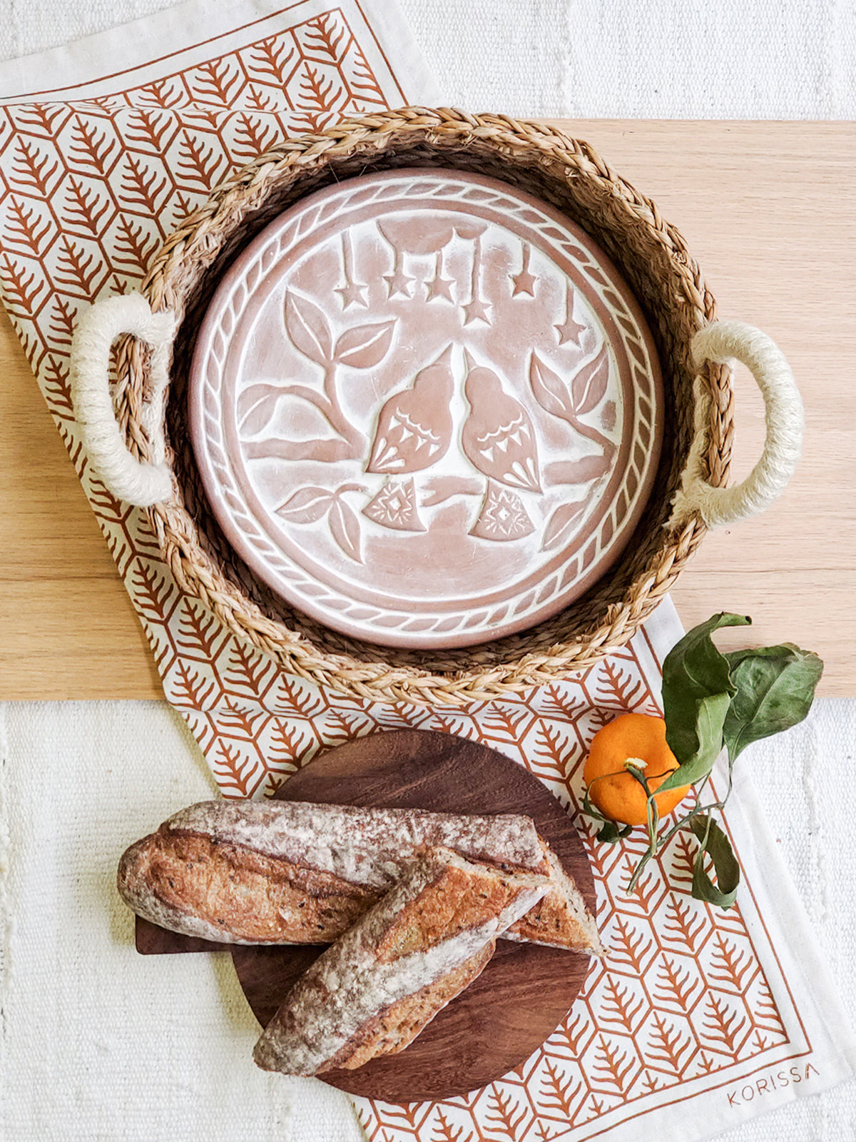 Bread Warmer & Basket - Lovebirds Round 4